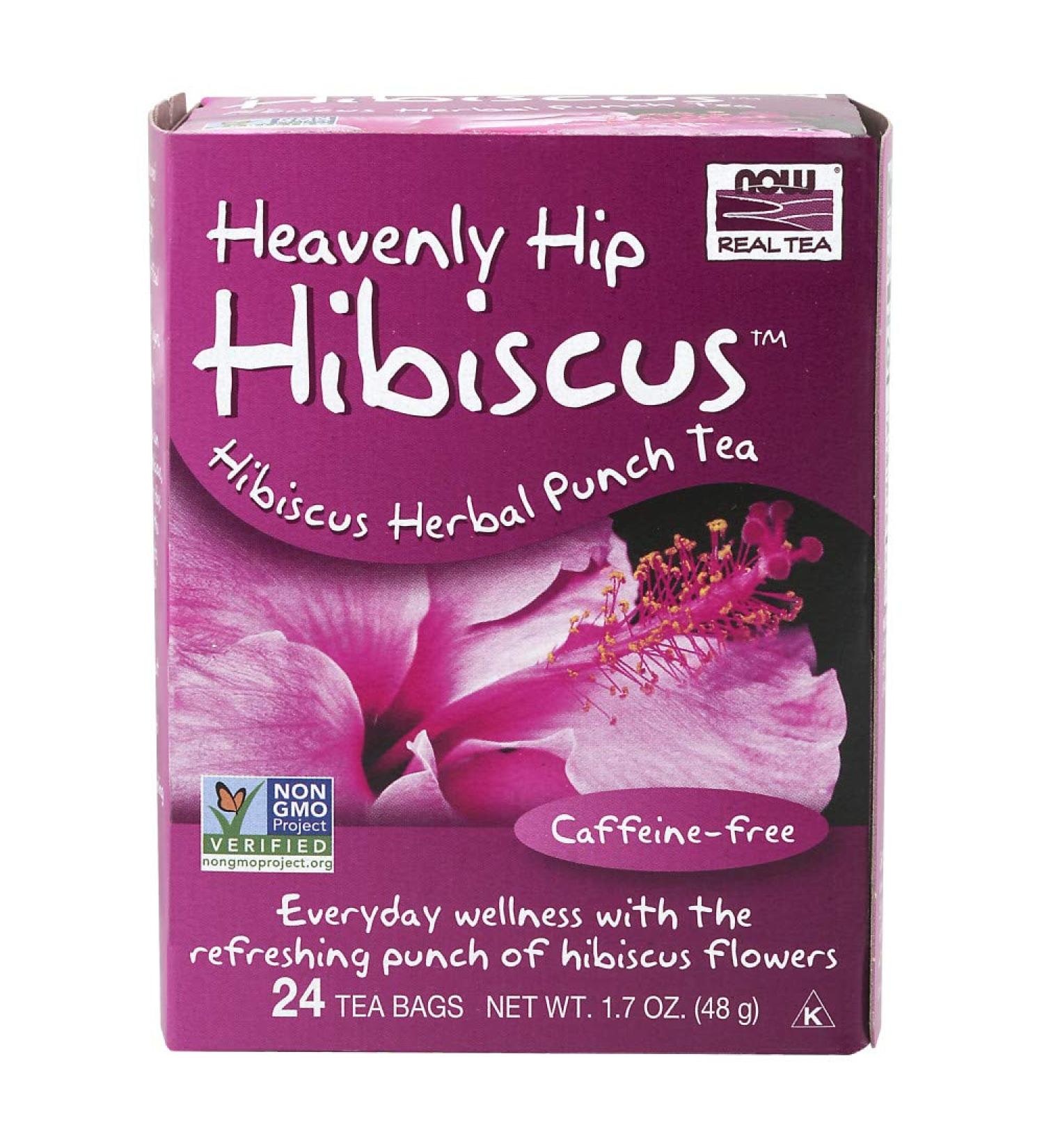 Now Foods Heavenly Hip Hibiscus Tea - Caffeine Free, 24 Tea Bags (1.7 oz) - Refreshing Herbal Blend - Buy Online on SooperMarket.com