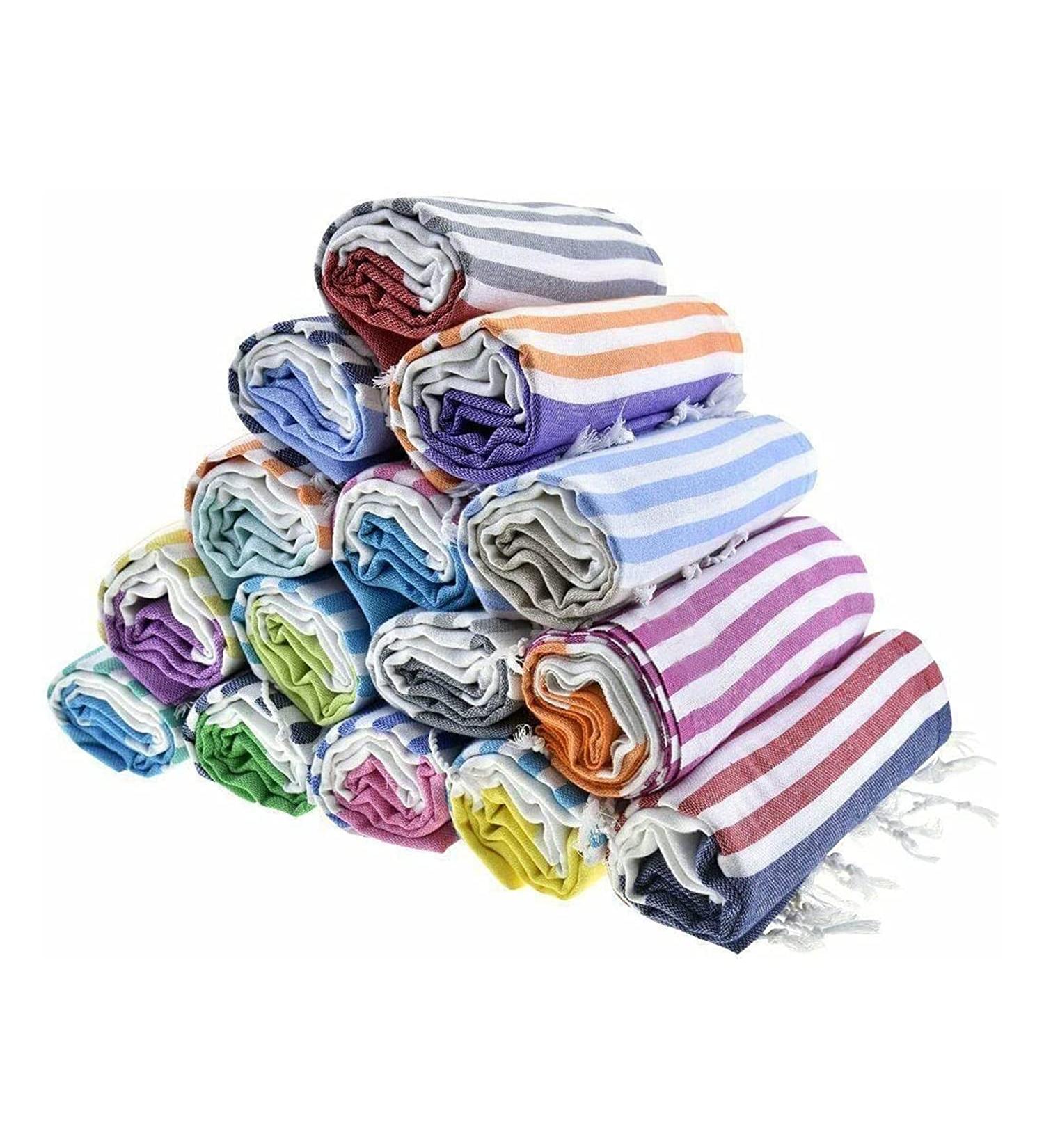 HAVLULAND Sale Set of 6 Turkish Beach Towels - Oversized 39x71, 100% Cotton, Absorbent, Quick-Dry, Sand Free - for Adults, Beach Gifts, Travel, Camping - Beach Accessories - Buy Online on SooperMarket.com