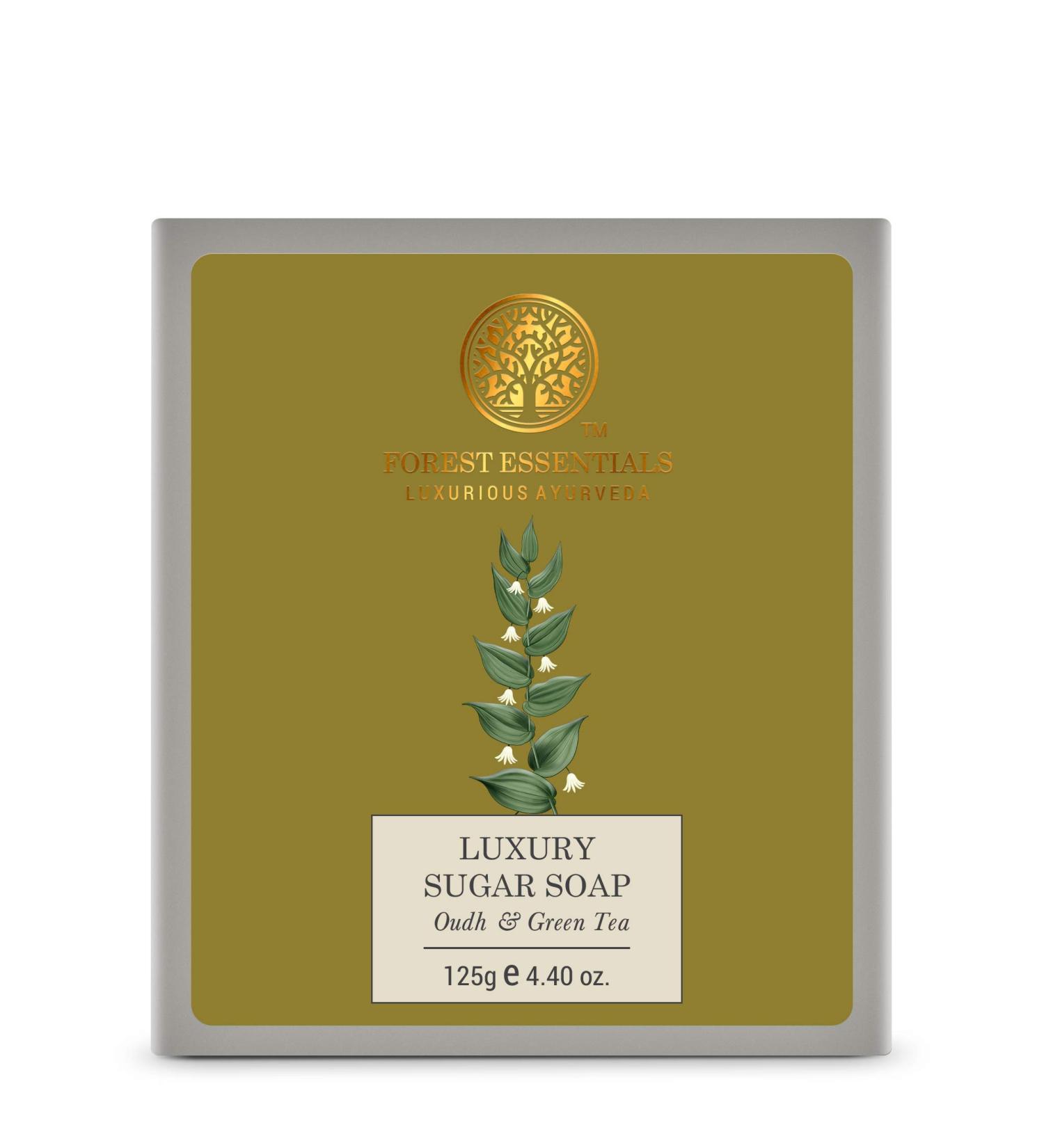 Buy Forest Essentials Luxury Sugar Soap Oudh & Green Tea 125g Premium Indian Skincare | International Shipping - Buy Online on SooperMarket.com
