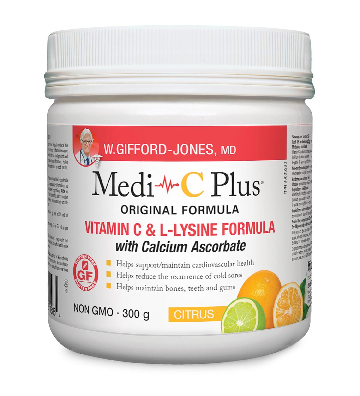 Preferred Nutrition Medi C Plus Citrus with Calcium Powder Vitamin C & L- Lysine Formula (300g) - Buy Online on SooperMarket.com