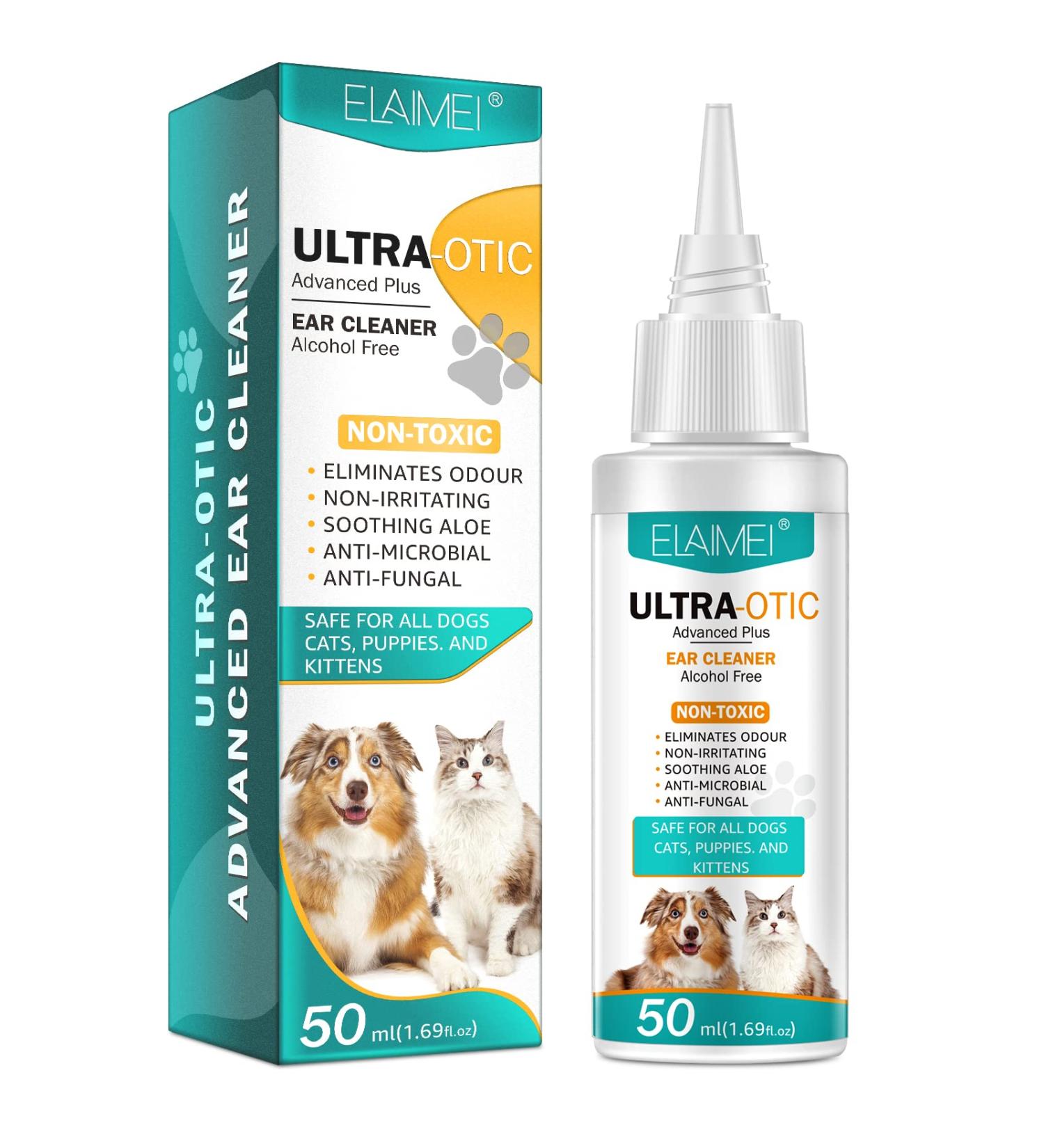 Dog Ear Cleaner Ear Infection Treatment for Dogs Cats Dog Ear Drops for Infection Antibiotics Effective Eliminates Ear Odour Dirt and Debris Pets Ultra-Otic Advanced Ear Cleaner Solution (50ml) - Buy Online on SooperMarket.com