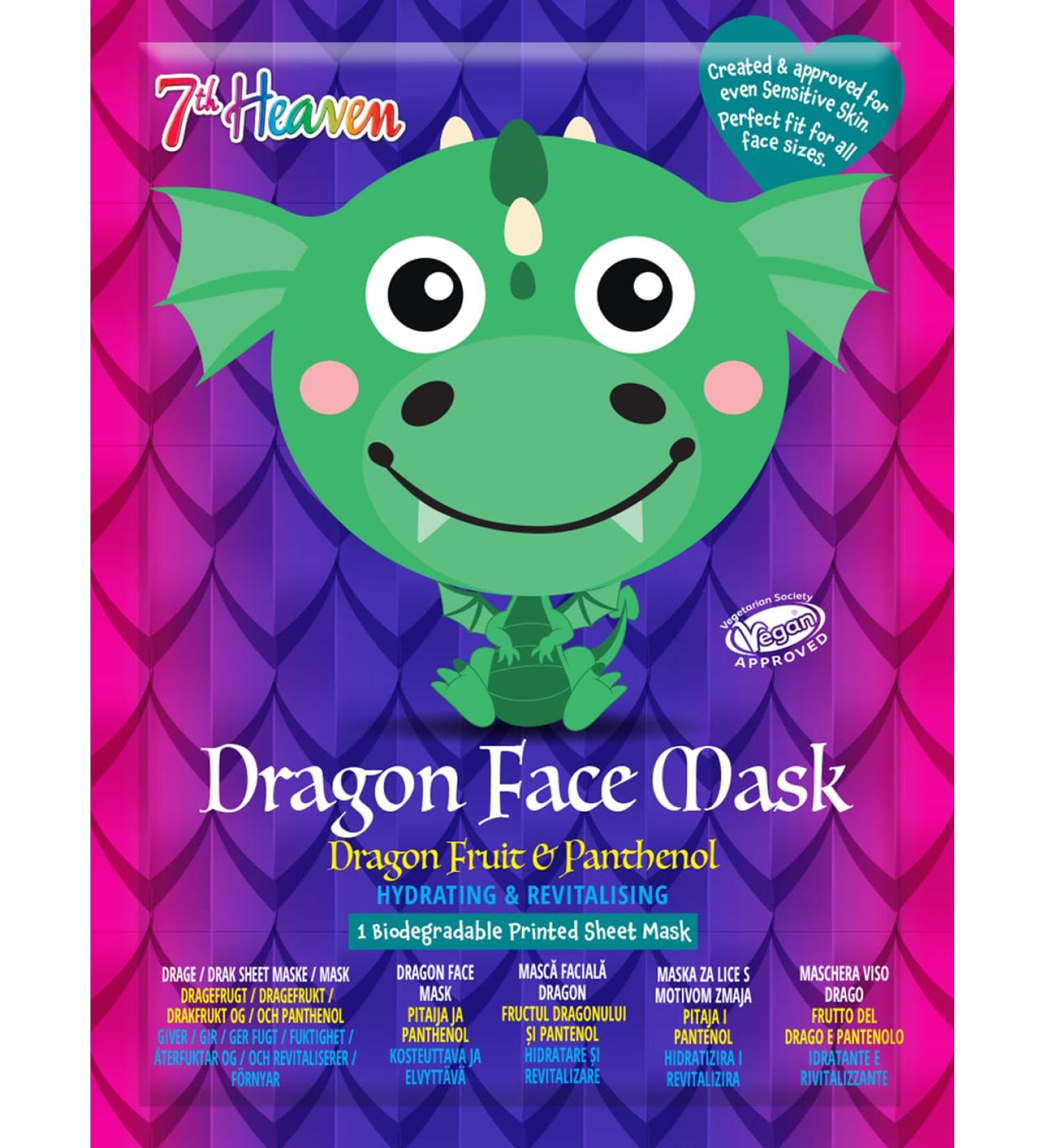 7th Heaven Dragon Sheet Face Mask Face Mask Sheet with Dragon Fruit & Panthenol Sheet Masks to Hydrate & Revitalise Skin