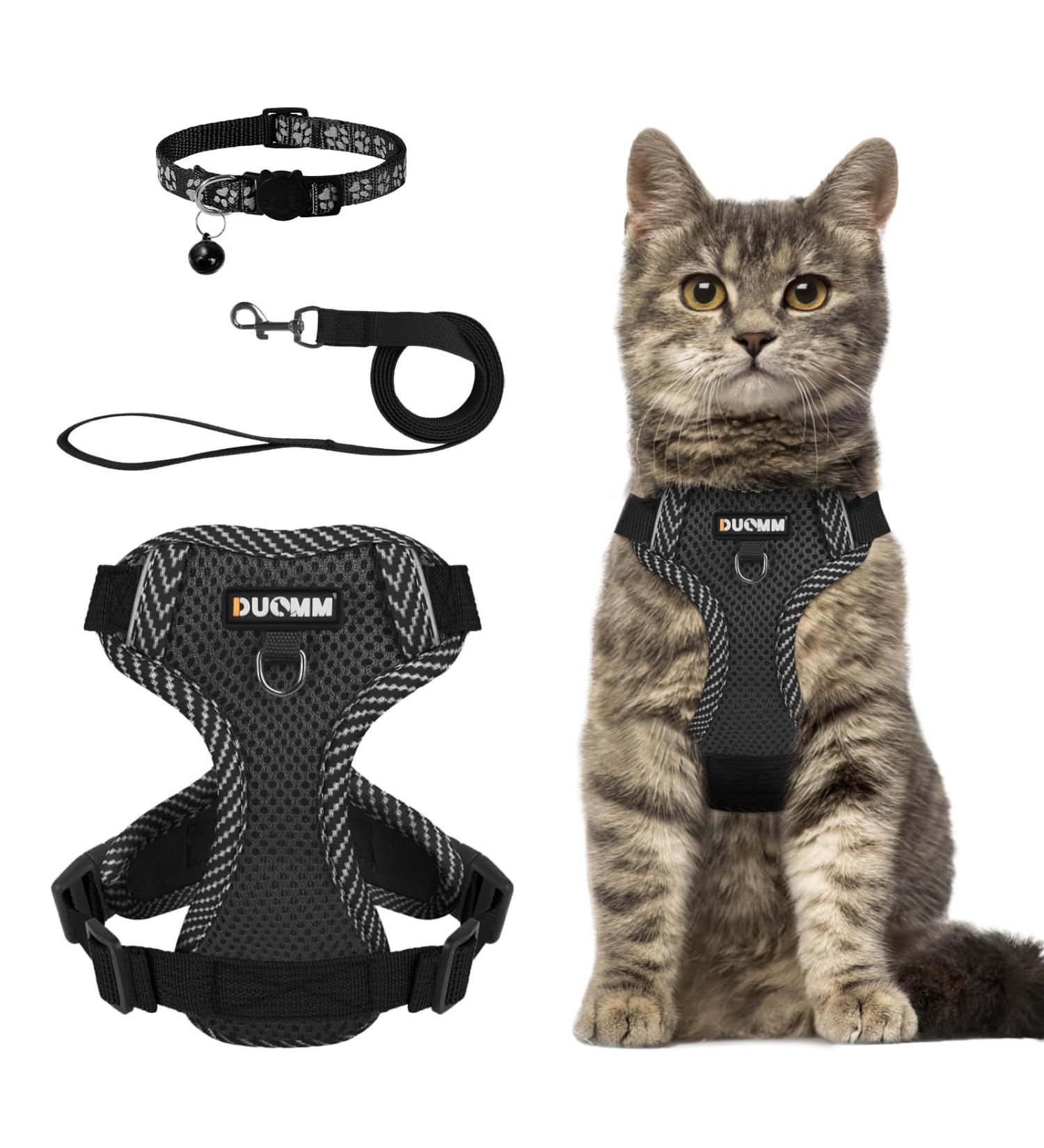 NeuWook Black Cat Harness & Lead Set - Escape Proof, Adjustable Reflective Vest for Small Dogs & Cats - Buy Online on SooperMarket.com