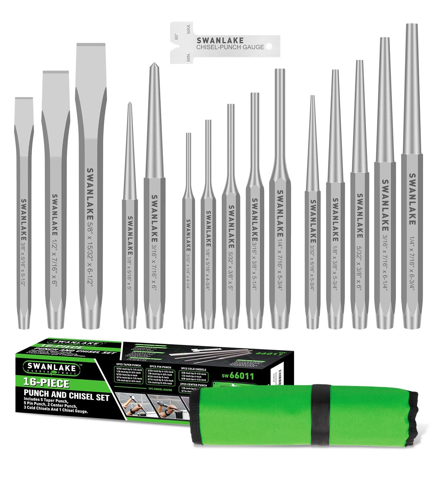 SWANLAKE 16pcs Punch and Chisel Set: Taper, Cold Chisels, Pin, Center Punch - Buy Online on SooperMarket.com