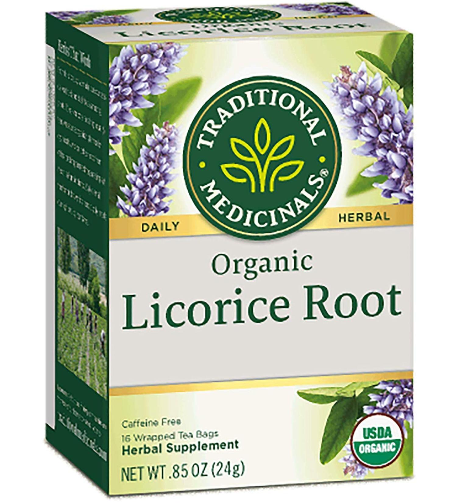 Organic Licorice Root Herbal Tea - Caffeine Free, 16 Wrapped Bags - Traditional Medicinals - Buy Online on SooperMarket.com