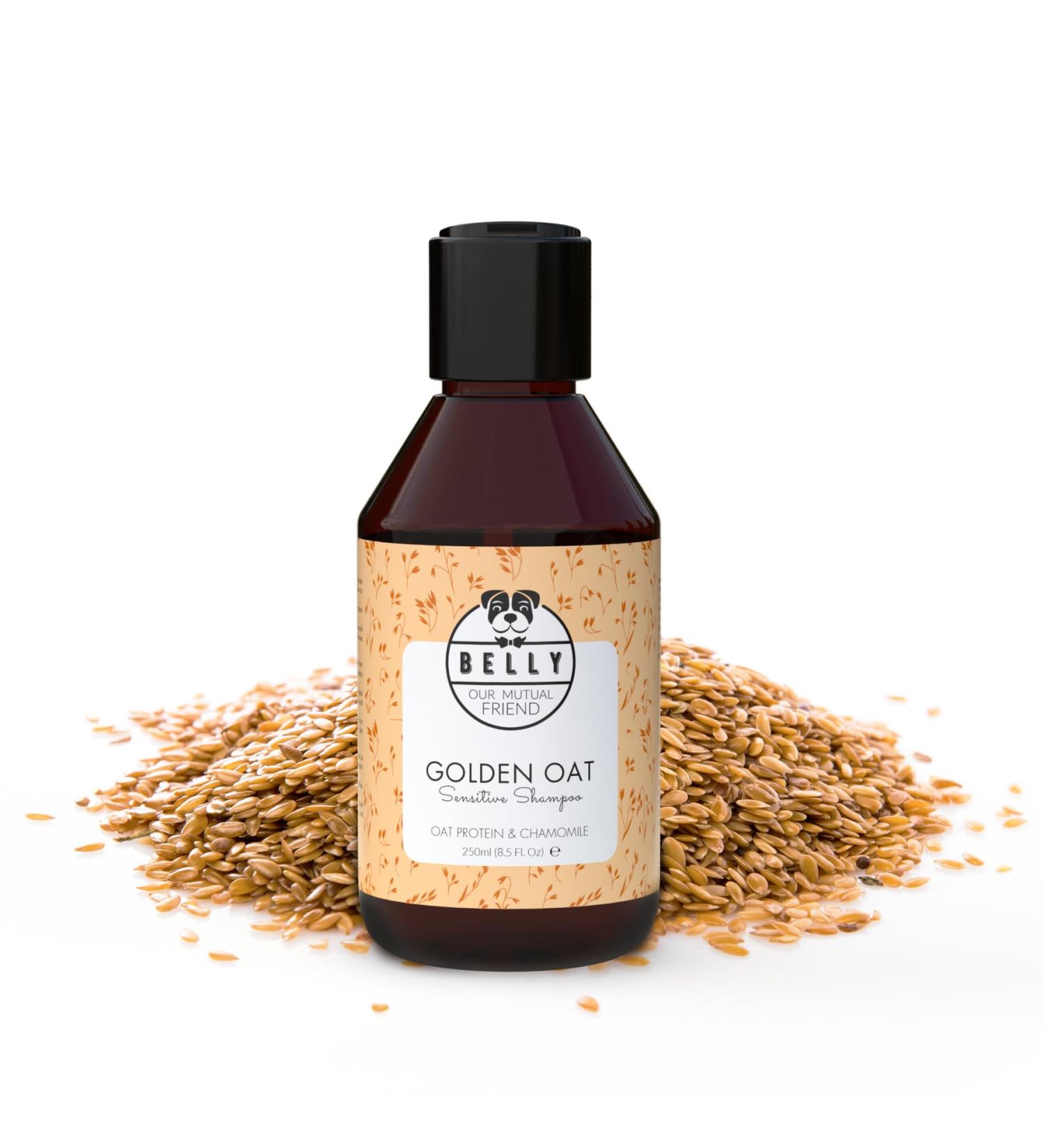 Belly Golden Oat Dog Shampoo 250ml | Sensitive Formula for Itching & Odor | Optimal Care for All Dog Breeds with Oat Protein & Shea Butter - Buy Online on SooperMarket.com