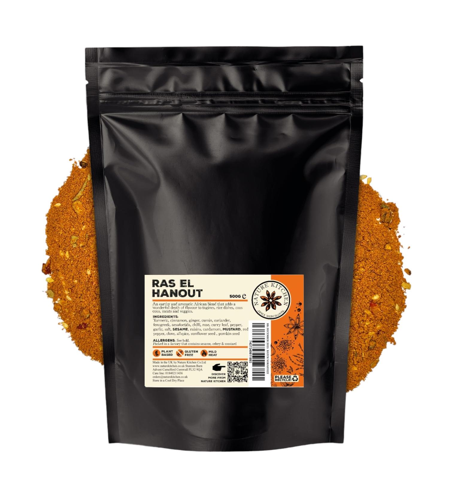 Nature Kitchen Ras El Hanout Moroccan Spices (Mild) 500g - Gluten-Free & Vegan Cooking Blends for Marinades, Sauces, Frying & Baking - Buy Online on SooperMarket.com