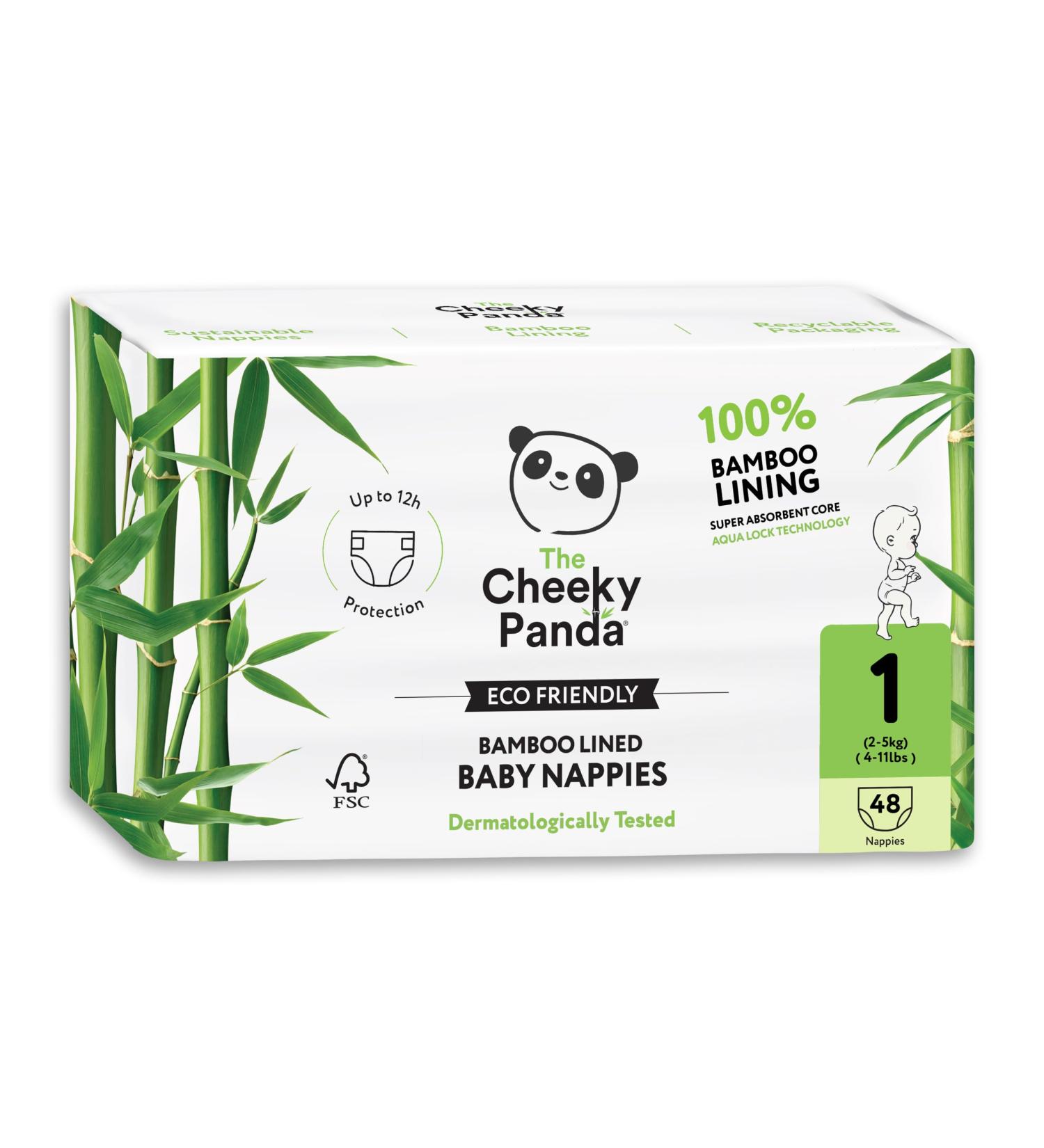 Buy The Cheeky Panda Bamboo Baby Diapers Size 1 (2-5kg) 48 Super Absorbent Sustainable Diapers for Sensitive Skin Up to 12 Hours Leak Protection - Buy Online on SooperMarket.com