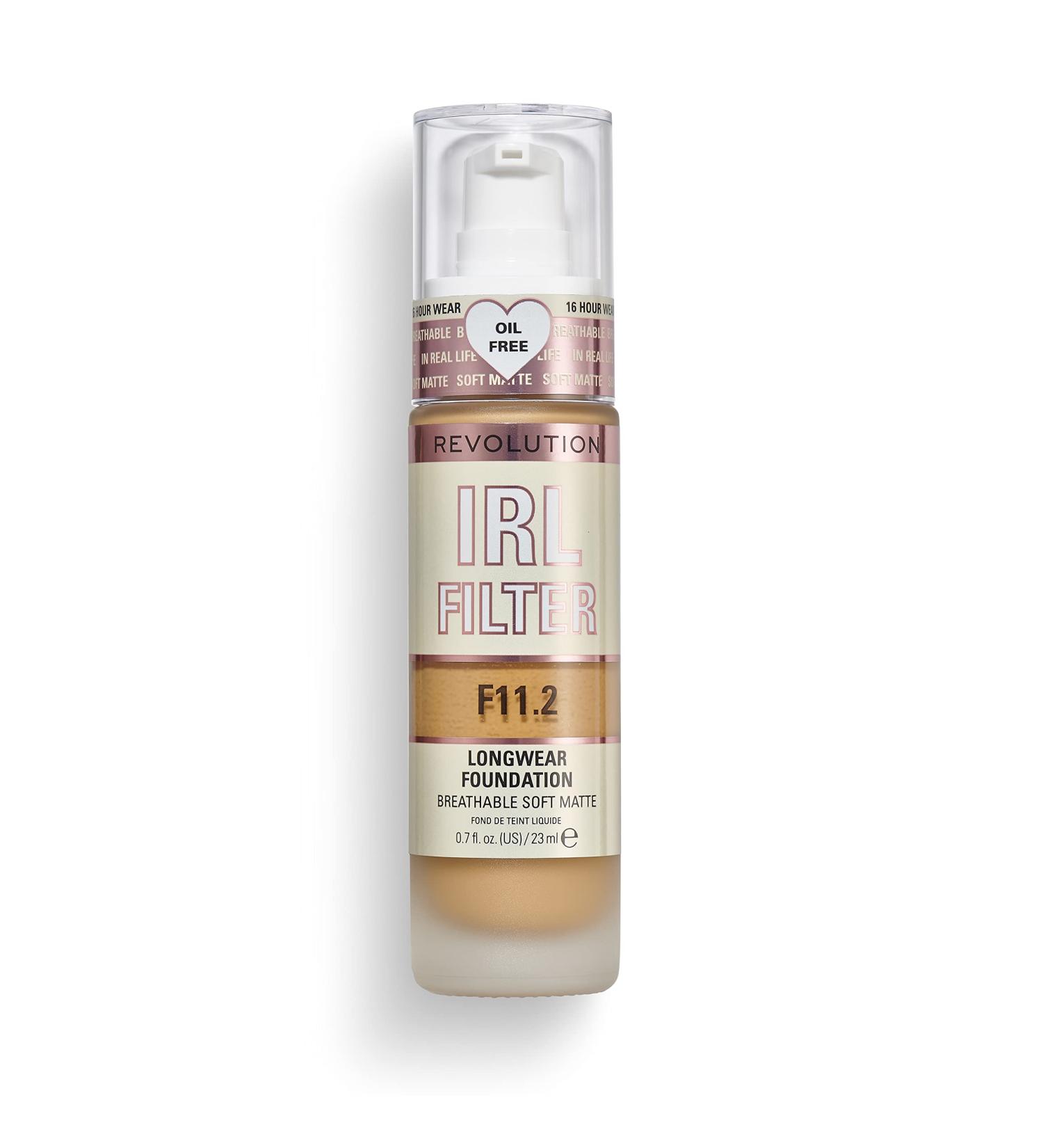 Makeup Revolution IRL Filter Longwear Foundation F11.2 - Medium/Dark Skin Tones 23ml - Matte Finish, 16 Hour Wear - Pack of 1 - Buy Online on SooperMarket.com