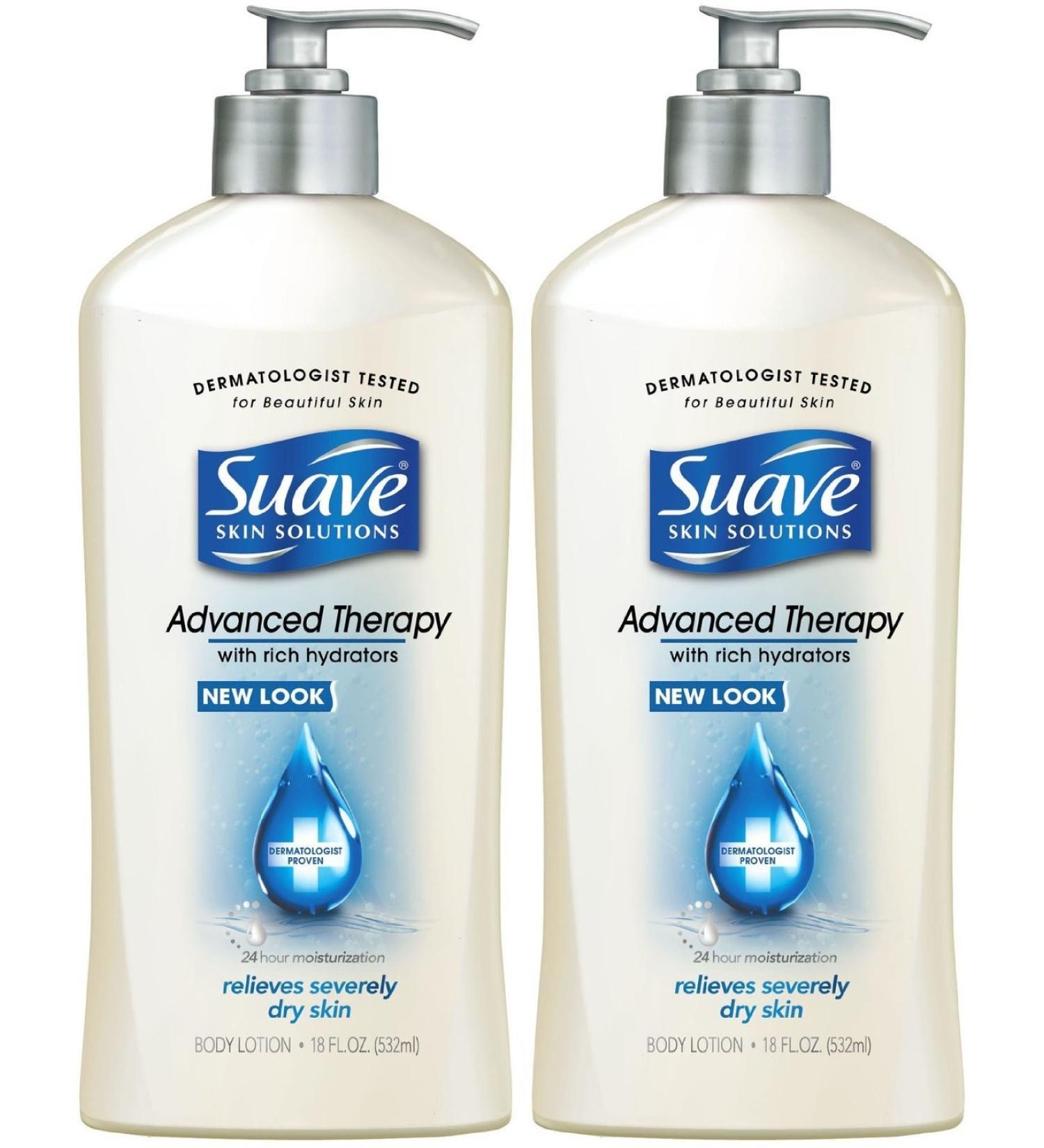 Suave Advanced Therapy Hydrators Skin Lotion Pump 18 Fl Oz (Pack of 2)