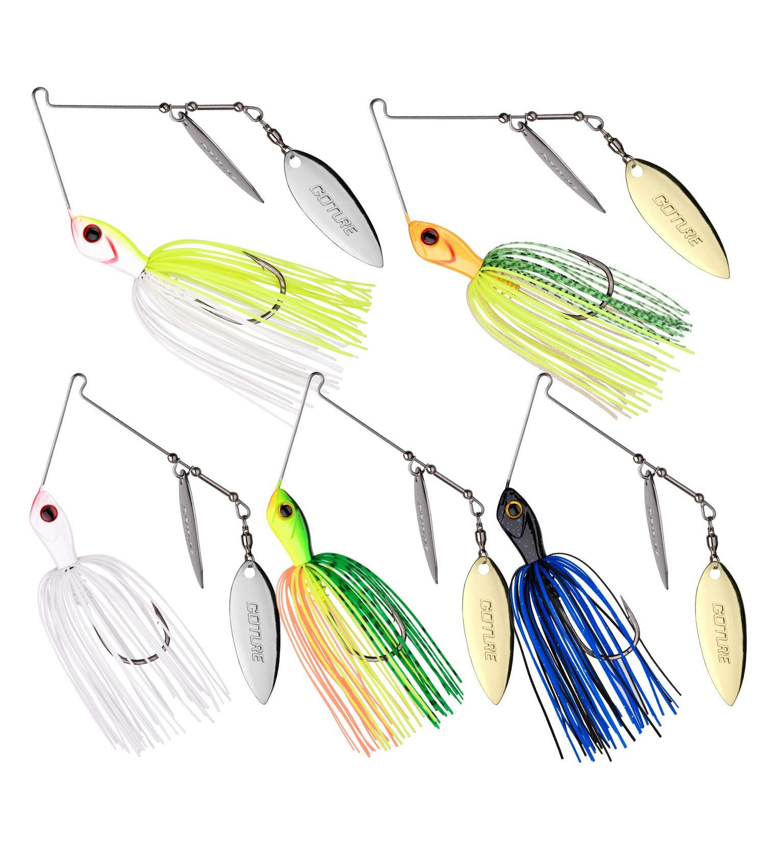 Goture Bass Fishing Lure Spinner Baits Kit - Topwater Buzzbait Set for Saltwater & Freshwater Bass Fishing - 5 Pack 1/2 oz Spinner Baits Lures - Buy Online on SooperMarket.com