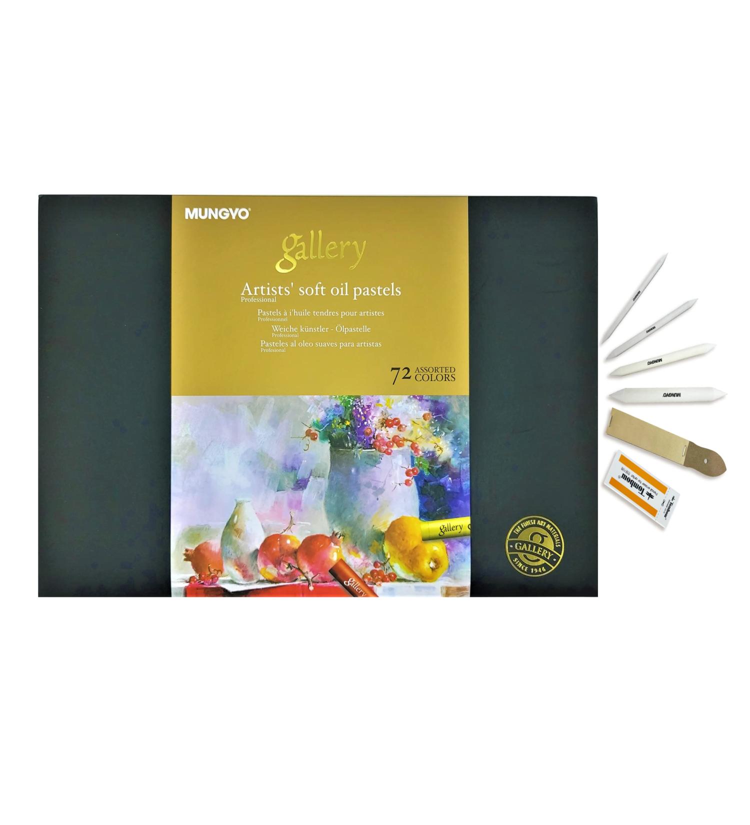 Mungyo Gallery Artists' Soft Oil Pastels Set - 72 Assorted Colors with Blending Tools & Paper Case - Buy Online on SooperMarket.com