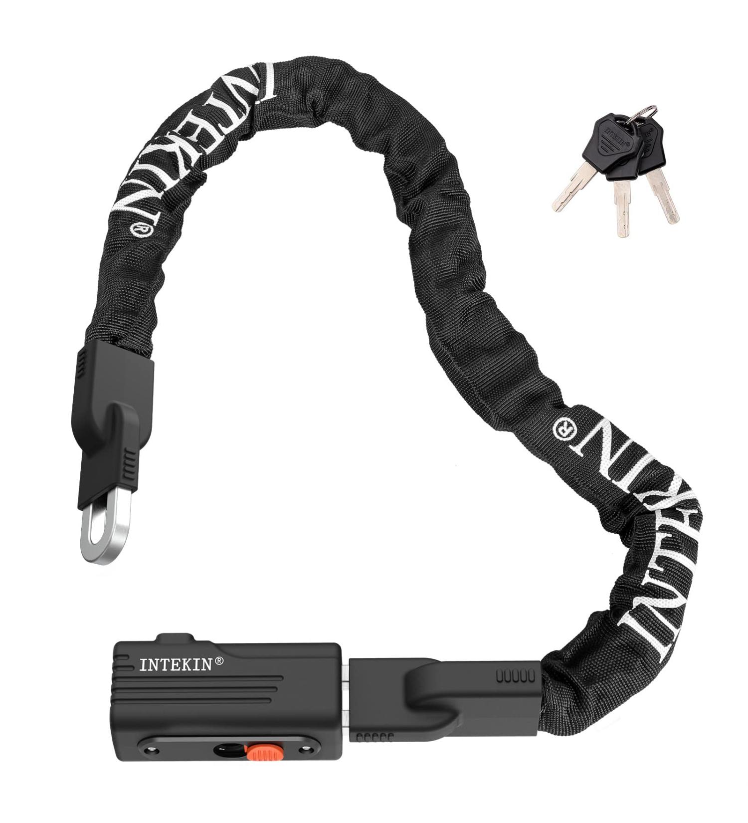 Intekin High-Security Bicycle Chain Lock - 90cm Heavy-Duty Hardened Steel 8mm Strong Square Chain for Bikes E-Bikes Scooters Motorcycles Fences & Gates - Buy Online on SooperMarket.com