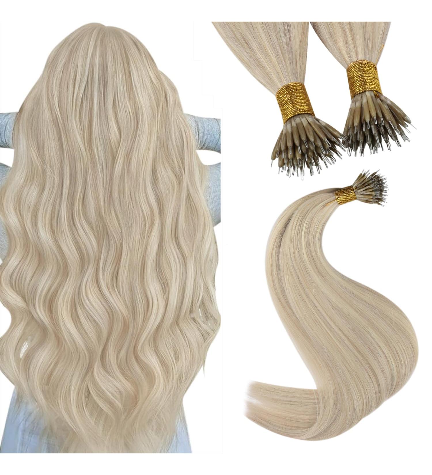 Youngsee Nano Ring Extensions | Real Hair Ash Blonde 35cm | Remy Hair 50g #18/613 | Quality Nano Hair Extensions - Buy Online on SooperMarket.com