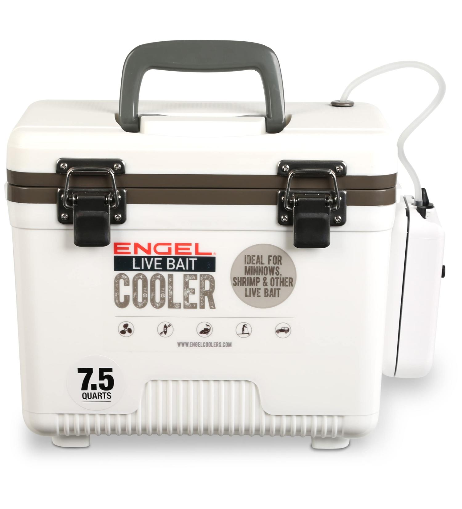 Engel 7.5qt Live Bait Cooler with 2nd Gen 2-Speed Portable Aerator Pump | Fishing Bait Station for Shrimp, Minnows, and Live Bait - Buy Online on SooperMarket.com