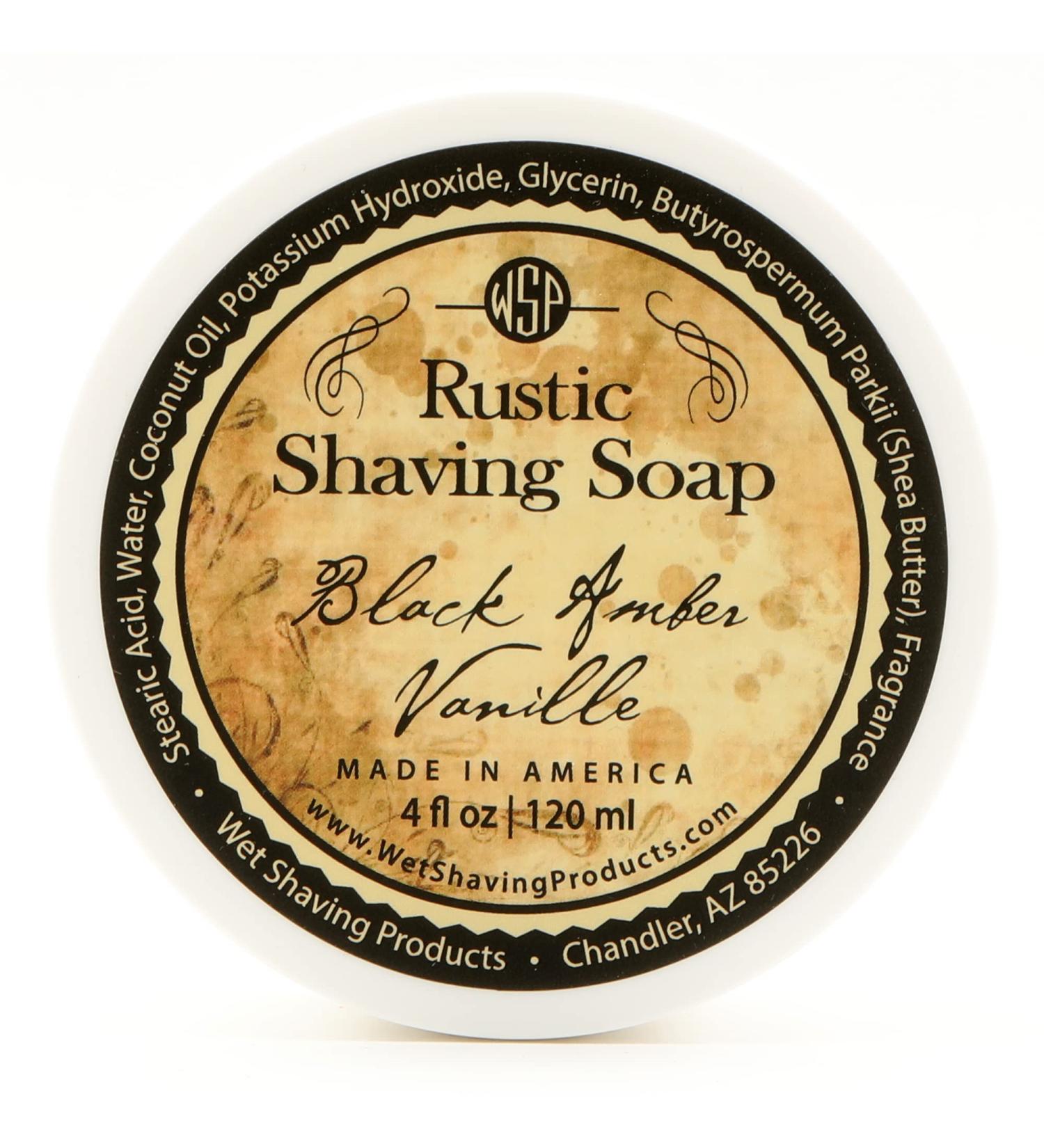WSP Luxury Rustic Shaving Soap (Black Amber Vanilla) Artisan Made in America Using Vegan Natural Ingredients Black Amber Vanille