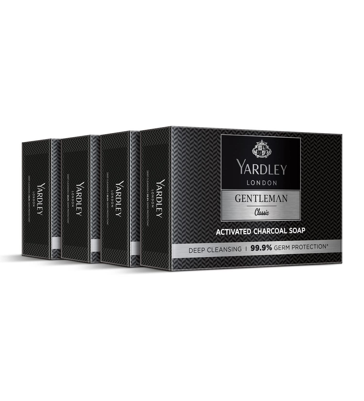 Yardley London Gentleman Classic Activated Charcoal Soap - 99.9% Germ Protection & Deep Cleansing - Pack of 4 (100g Each) - International Shipping Available - Buy Online on SooperMarket.com
