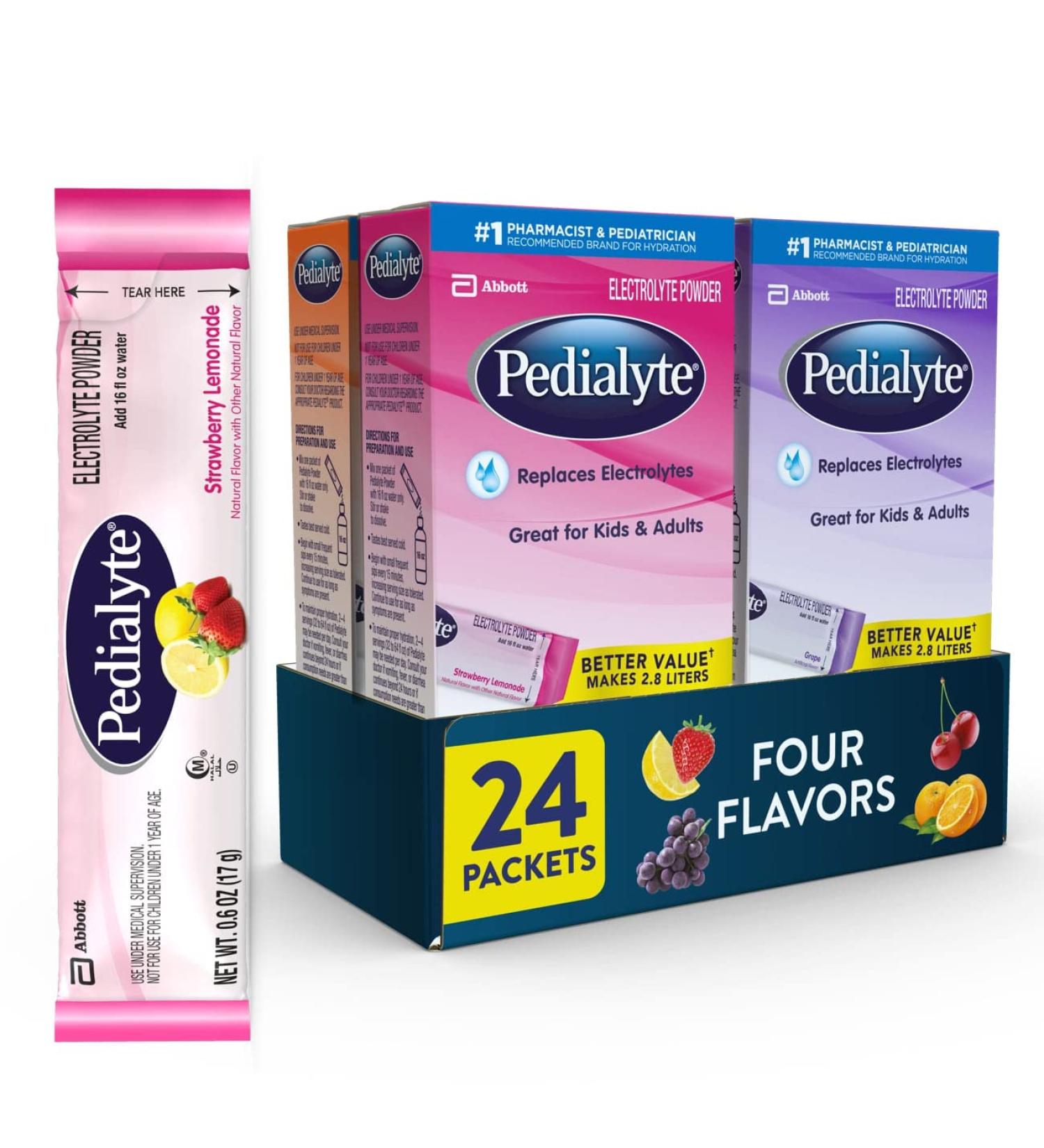 Pedialyte Electrolyte Powder Variety Pack 3.6 oz (Pack of 4) | Electrolyte Drink Bundle - Buy Online on SooperMarket.com