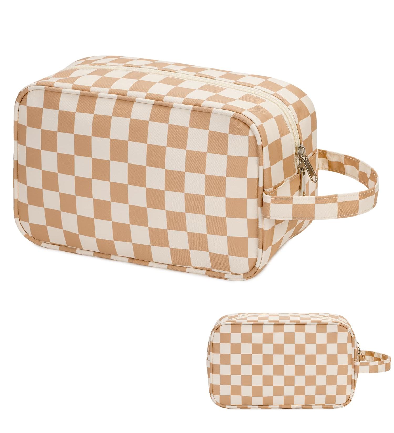 Travel Toiletry Wash Bag - Dopp Kit Shaving Bag for Men and Women - Toiletries Accessories - Light Brown - Buy Online on SooperMarket.com