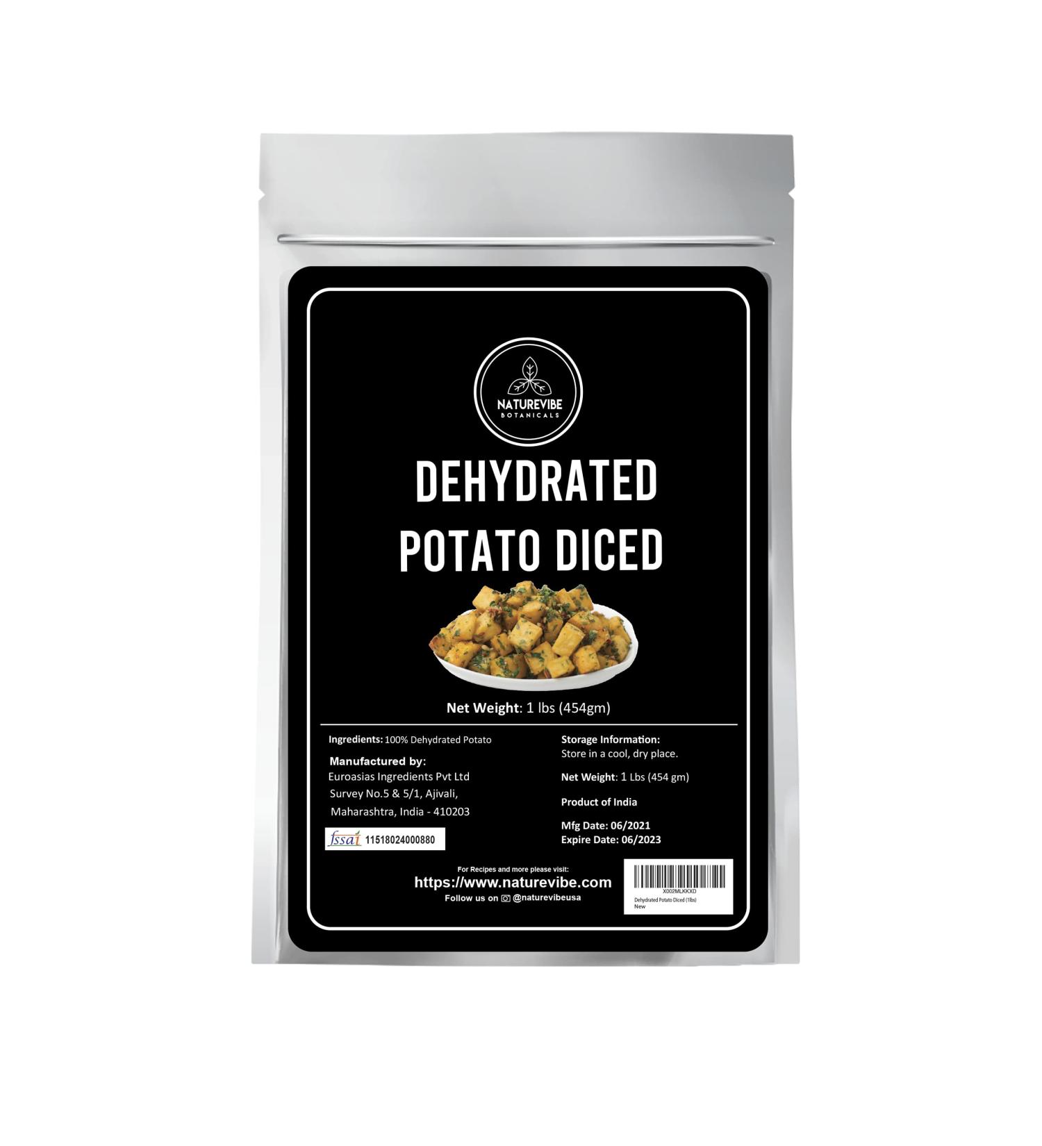 Naturevibe Botanicals Dehydrated Potato Diced 1lb - Ready to Cook | 16oz Pack - Buy Online on SooperMarket.com