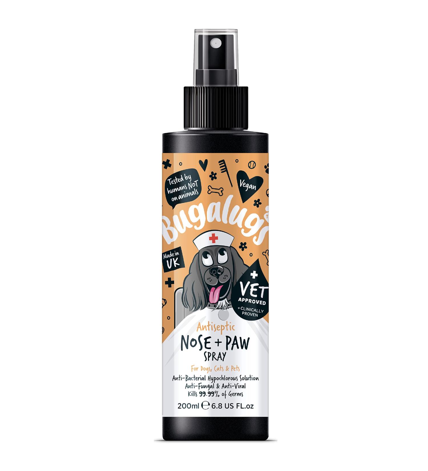 BUGALUGS Nose & Paw Dog Antiseptic spray 200ml Antibacterial Antifungal for Dogs Cats & Pets -for Dry Paws Cracked Skin use alongside our dog paw balm & dog nose balm (Antiseptic Spray 200ml) - Buy Online on SooperMarket.com