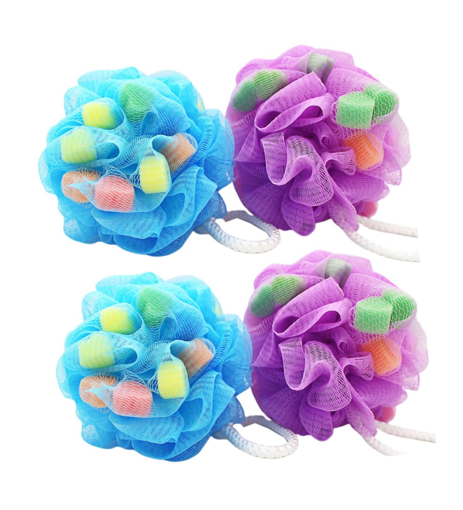 NOLITOY Colorful Bath Balls 4pcs - Super Soft Shower Sponge for Adults & Kids | Bath Flower Shower Wipe - Buy Online on SooperMarket.com