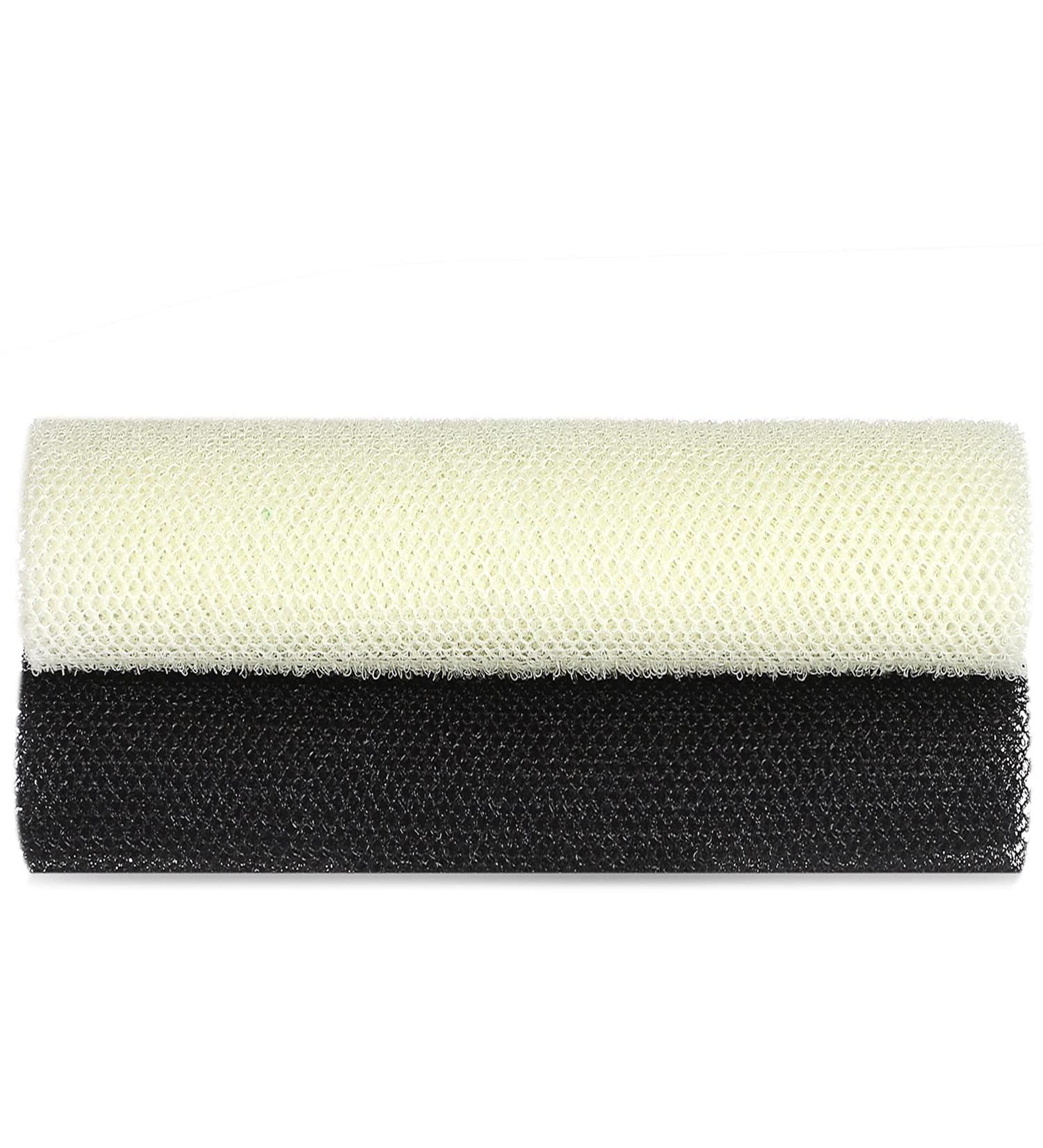 JASSINS African Exfoliating Body Net Sponge - Shower Scrubber for Smooth Skin (Black + Beige) - Buy Online on SooperMarket.com