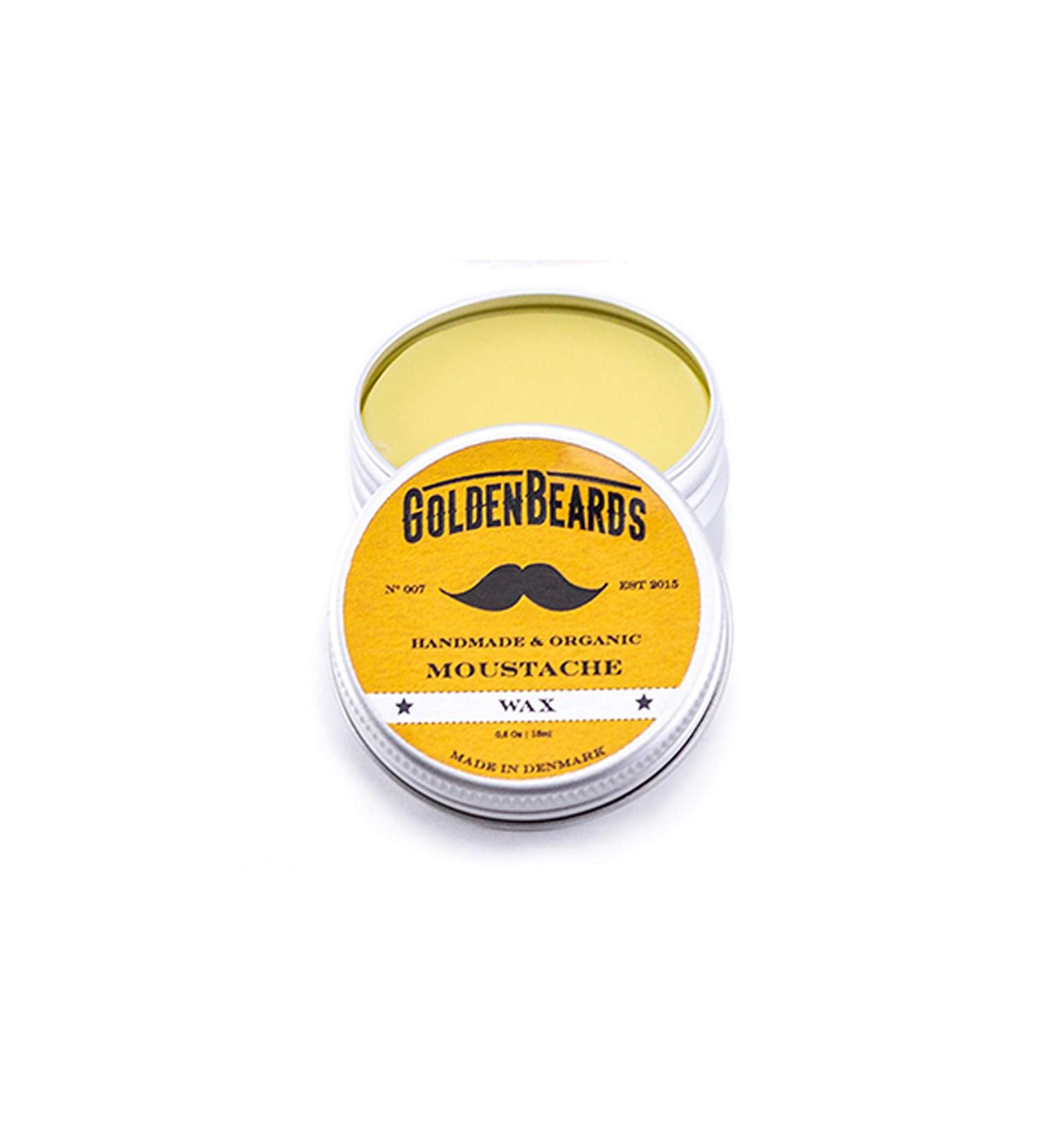 Golden Beards Organic Moustache Wax 15ml - 100% Natural | Jojoba, Argan & Apricot Oil - Handmade Grooming Product - Buy Online on SooperMarket.com