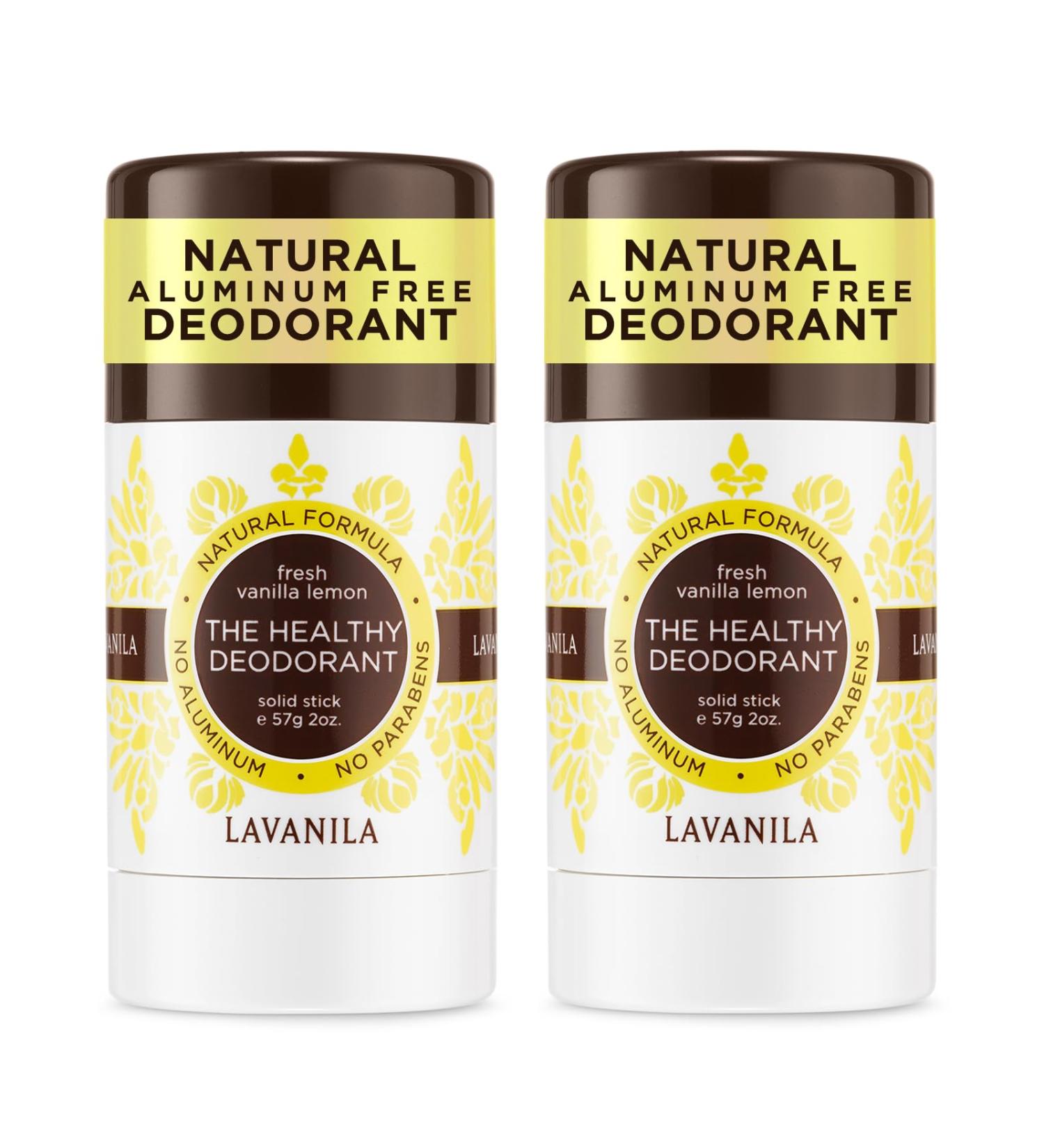 Lavanila Natural Aluminum Free Deodorant 2-Pack Vanilla Lemon - The Healthy Deodorant for Men and Women Solid Stick (2 Ounce Each) Vegan Vanilla Lemon 2 Ounce (Pack of 2) - Buy Online on SooperMarket.com