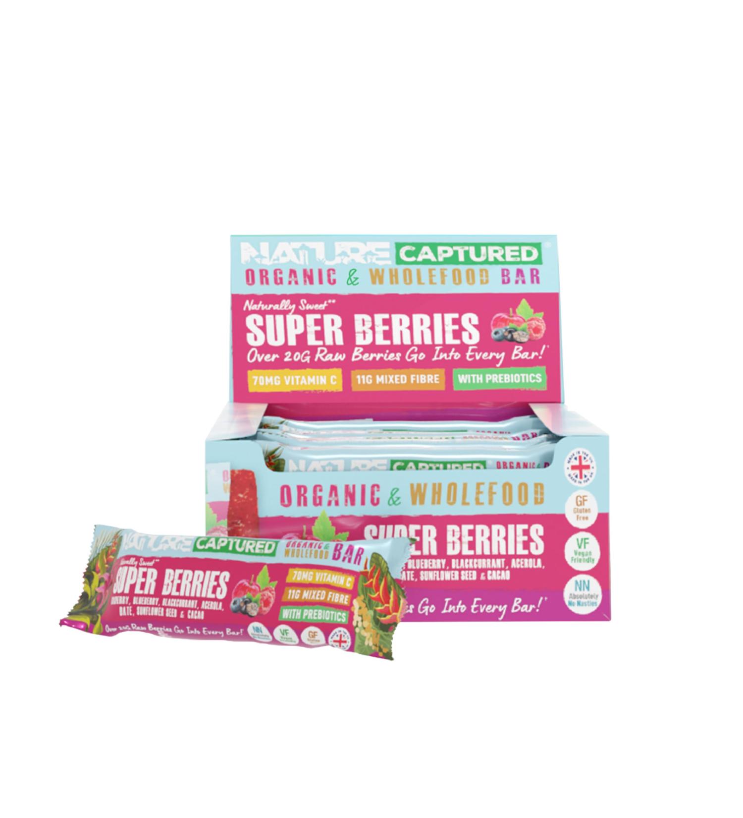 New: Organic Super Berries Bar (10 Pack) - Raw & Wholefood Prebiotic Superfood Snack Bars - High Vitamin C - High in Fibre - Vegan Gluten Free Natural Plant Sugar Paleo No Additives - Buy Online on SooperMarket.com