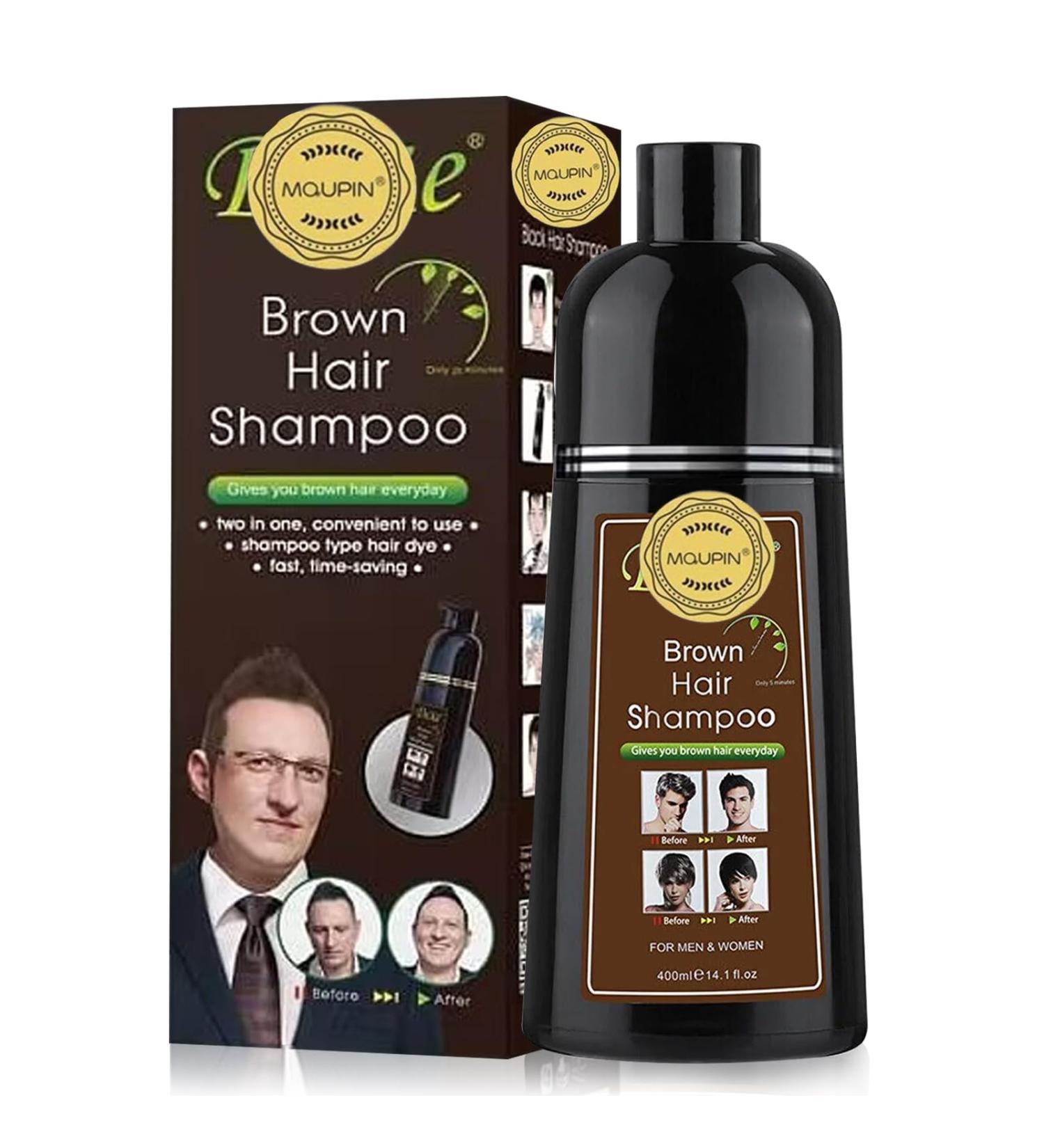400ml Brown Natural Hair Dye Shampoo - Fast Coloring & Long Lasting Formula for Men and Women - Buy Online on SooperMarket.com