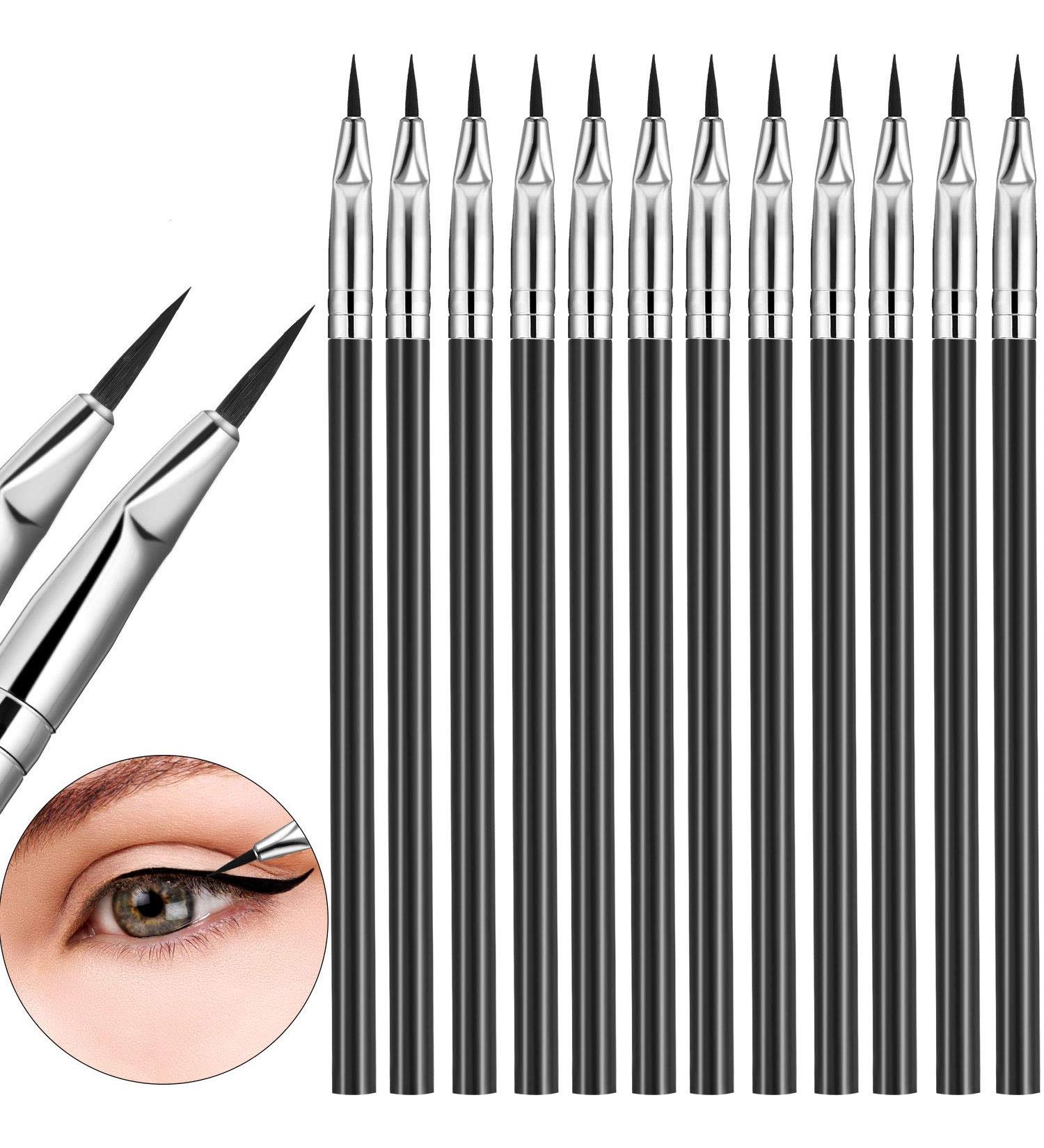 12 Pieces Angled Eyeliner Brushes - Lightweight & Fine Bent Angle for Precise Makeup Application - Buy Online on SooperMarket.com