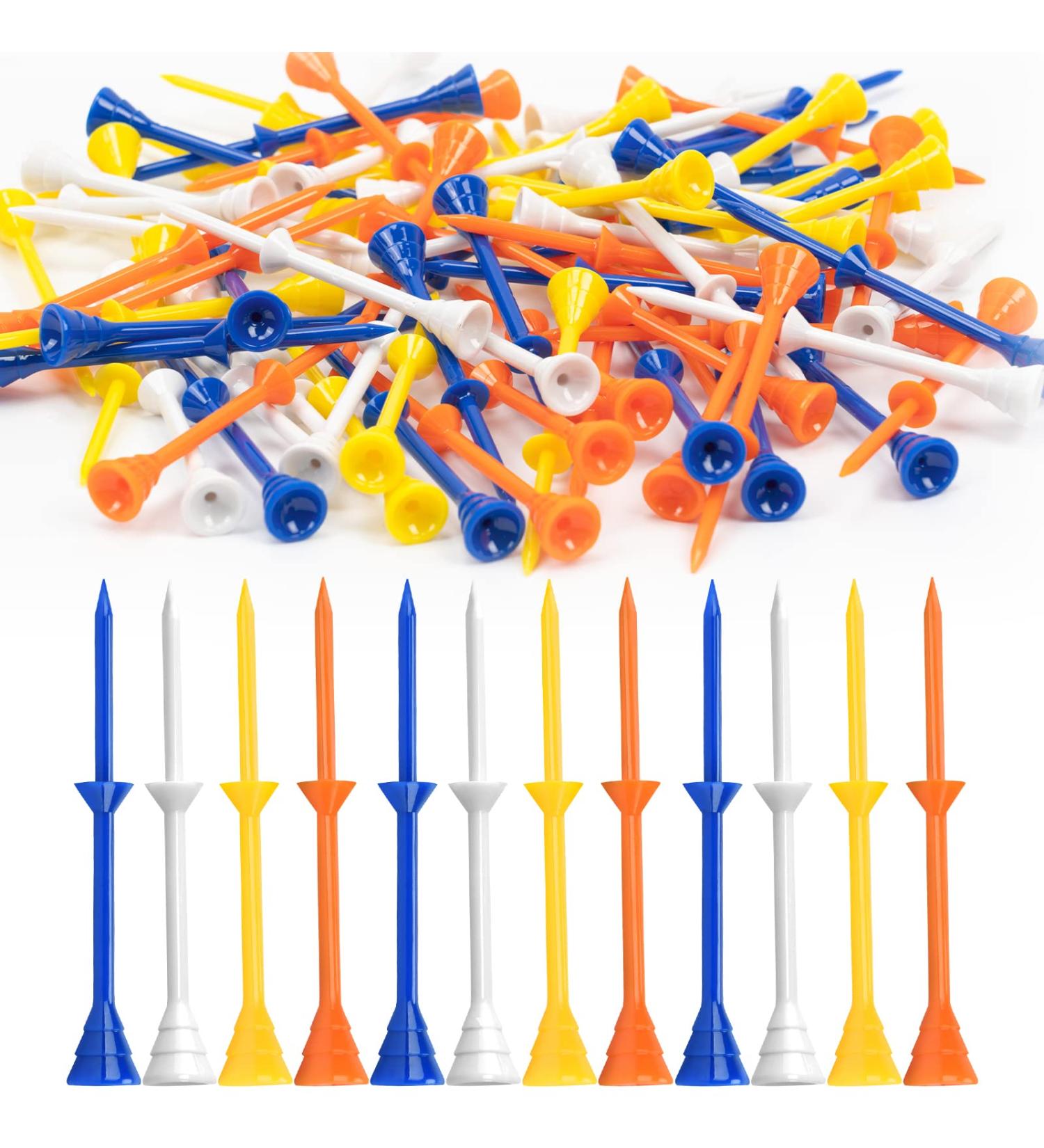 Big Crazy Golf Tees - 3 1/4 Inch Unbreakable Plastic Tees (50 Count) - Reduce Friction & Side Spin - Colored Tees for Improved Performance - Buy Online on SooperMarket.com