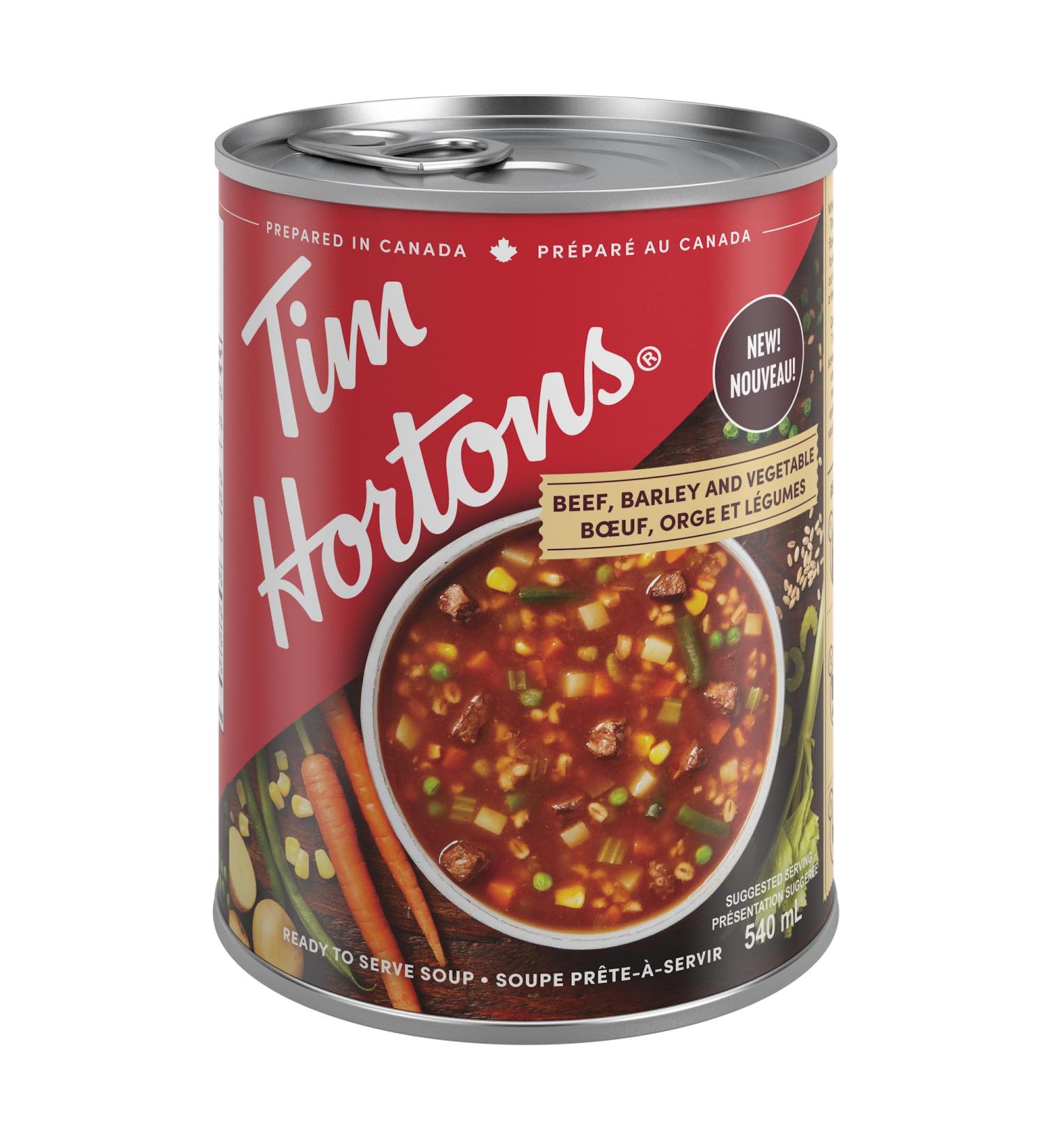 Tim Hortons Beef Barley & Vegetable Soup Ready to Serve 540mL Can - Buy Online on SooperMarket.com