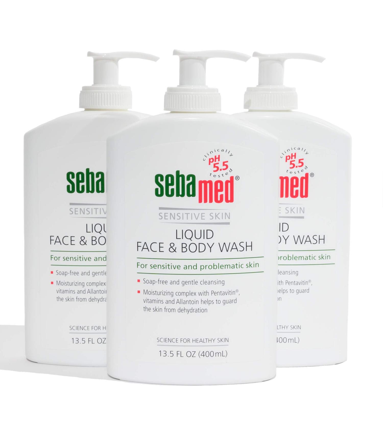 Sebamed Paraben-Free Liquid Face and Body Wash with Pump - pH 5.5 - Dermatologist Recommended - 13.5 oz (400ml) - Pack of 3 - Buy Online on SooperMarket.com