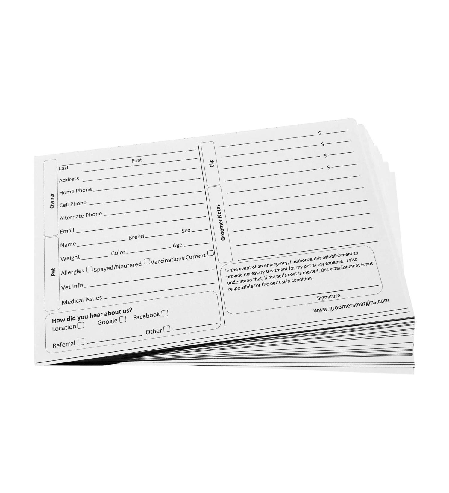 Pet Dog Cat Grooming Customer Clip Cards (100 Pack Thick 8 X 5 inch Professional Profile Kennel Record Care Service Card) - Buy Online on SooperMarket.com