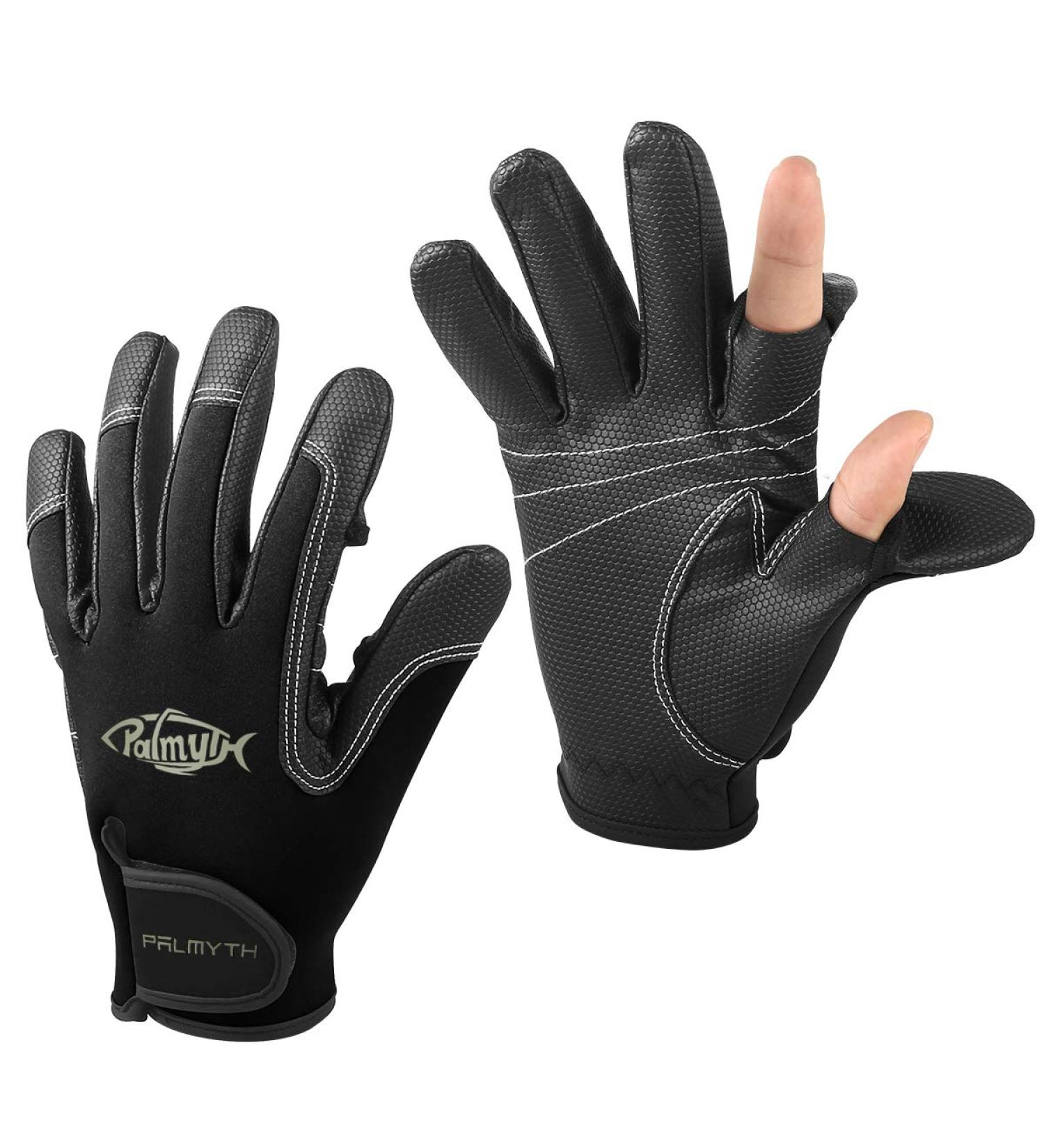 Palmyth Neoprene Fishing Gloves - 2 Cut Fingers, Flexible, Great for Photography, Fly Fishing, Ice Fishing - Black (Medium) - Men and Women - Buy Online on SooperMarket.com
