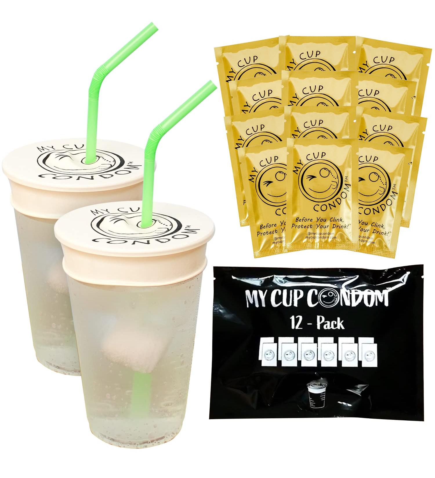 Drink Protection Cap (12 Pack) - Spiking Prevention Cup Covers - Individually Wrapped Reusable Latex with Straw Hole - Fits All Cup Sizes - 12 Count - Buy Online on SooperMarket.com