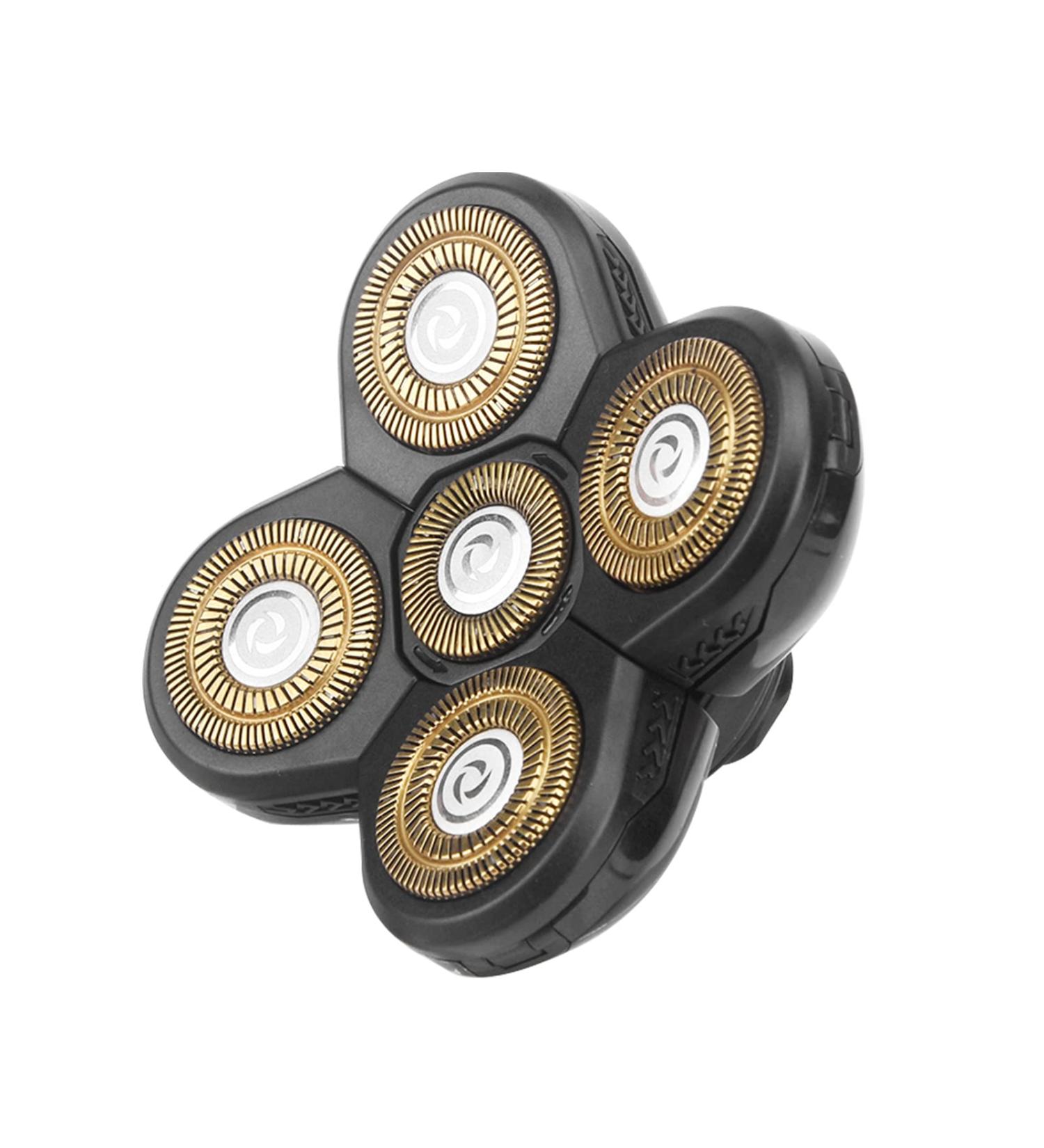 Replacement Shaver Blade Heads - 5 Heads Electric Razor for Beard & Face - Easy Install (Black+Gold) - Buy Online on SooperMarket.com