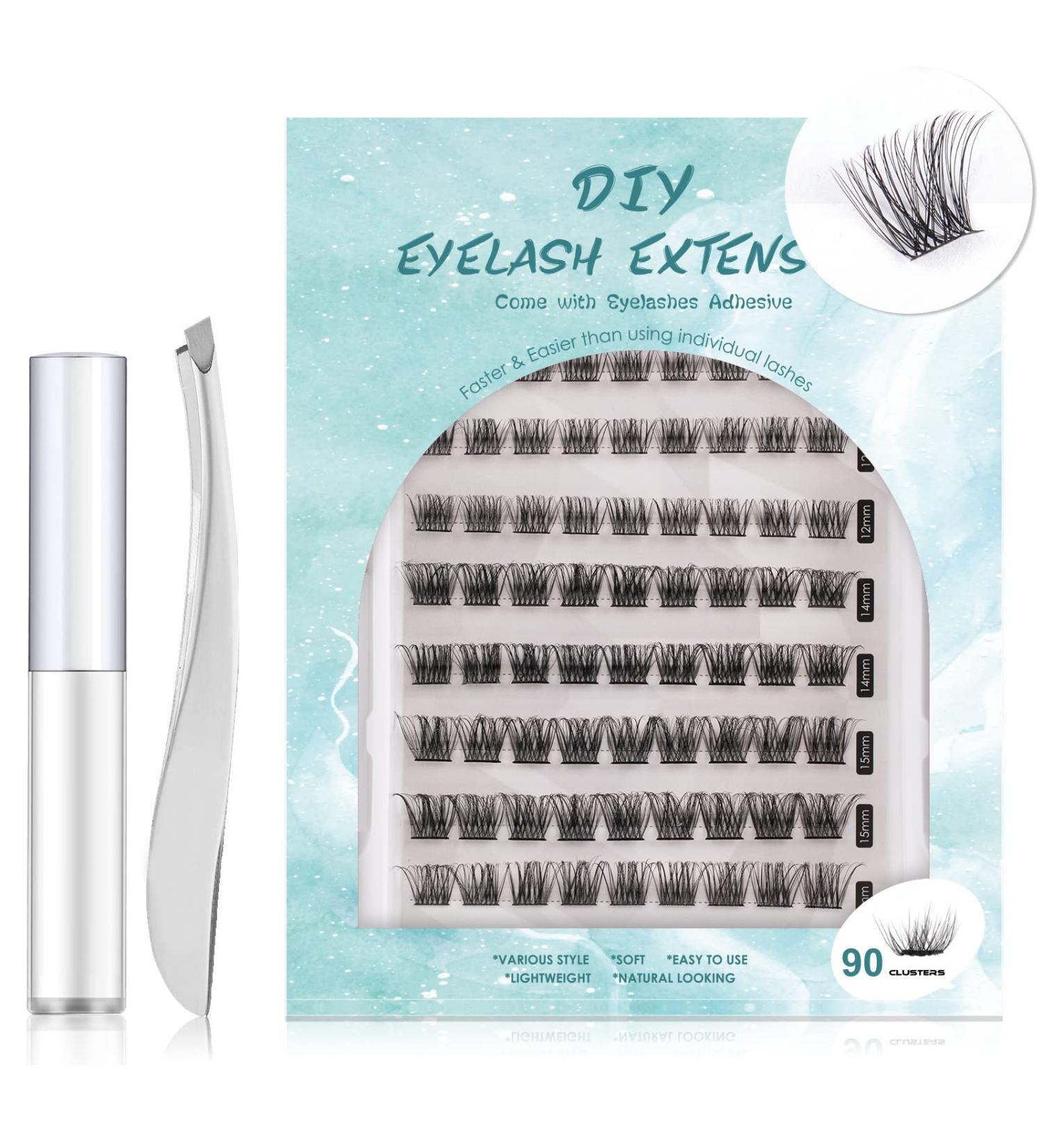 SISILILY Individual Lashes Cluster Kit | 90 Pcs Reusable 3D Eyelash Extension DIY Set | Soft Natural C CC D Curl Individual Eyelashes | Includes Eyelash Glue | 10/12/14/15/16mm Length | DM04 White - Buy Online on SooperMarket.com