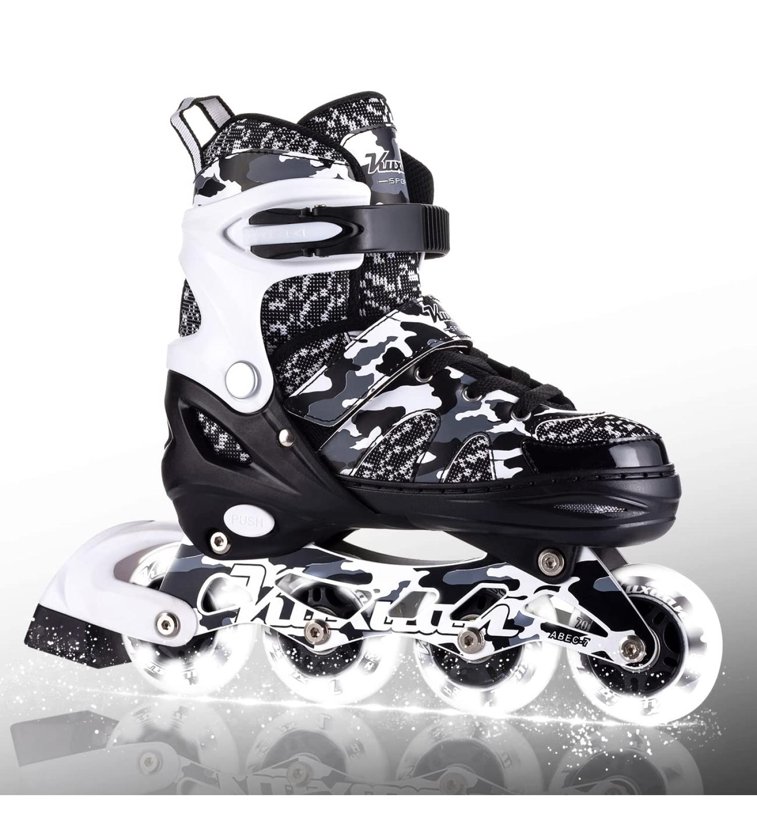 Kuxuan Adjustable Inline Skates for Kids with Light Up Wheels - Camo Roller Blades for Boys and Girls - Size Kids 3-6 US - Buy Online on SooperMarket.com