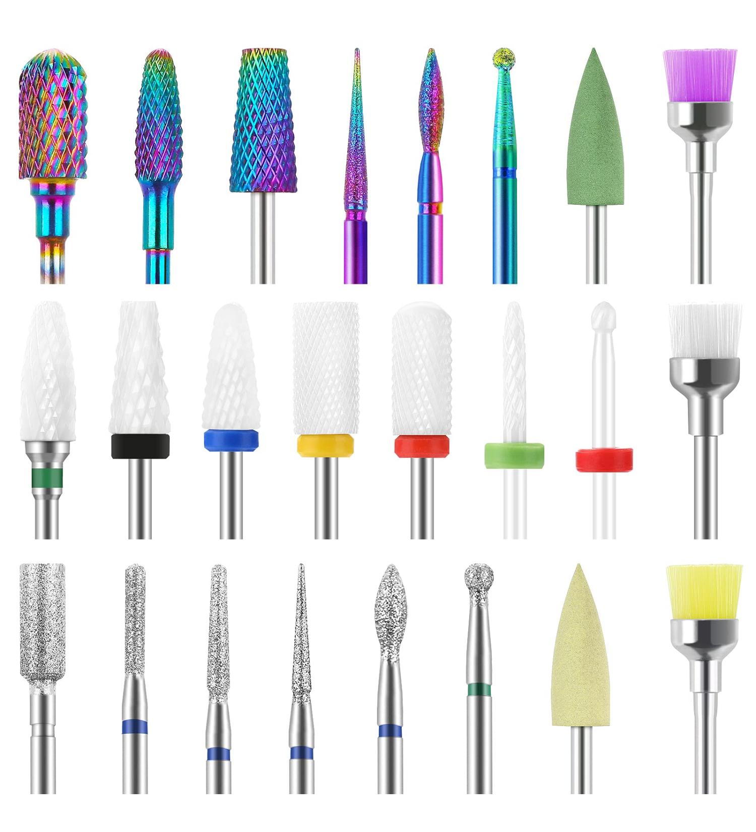 MAQUITA 24pcs Professional Ceramic Tungsten Alloy Nail Drill Bits - Gel & Acrylic Removal Tools for Manicure Pedicure - Nail Accessories - Buy Online on SooperMarket.com