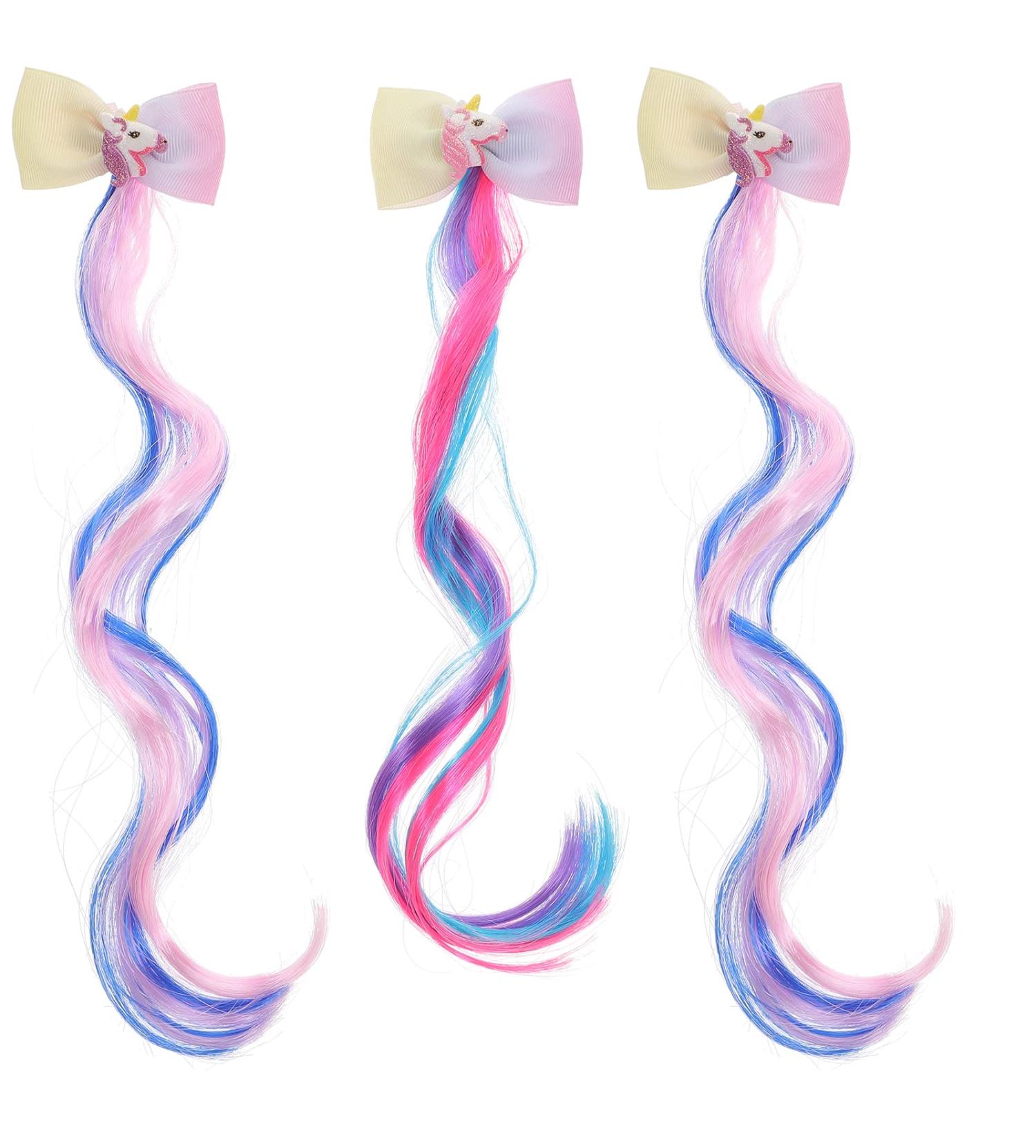 Hair Accessories for Girls Bulk Unicorn Wigs for Hair Extensions Clips 3PCS - Buy Online on SooperMarket.com