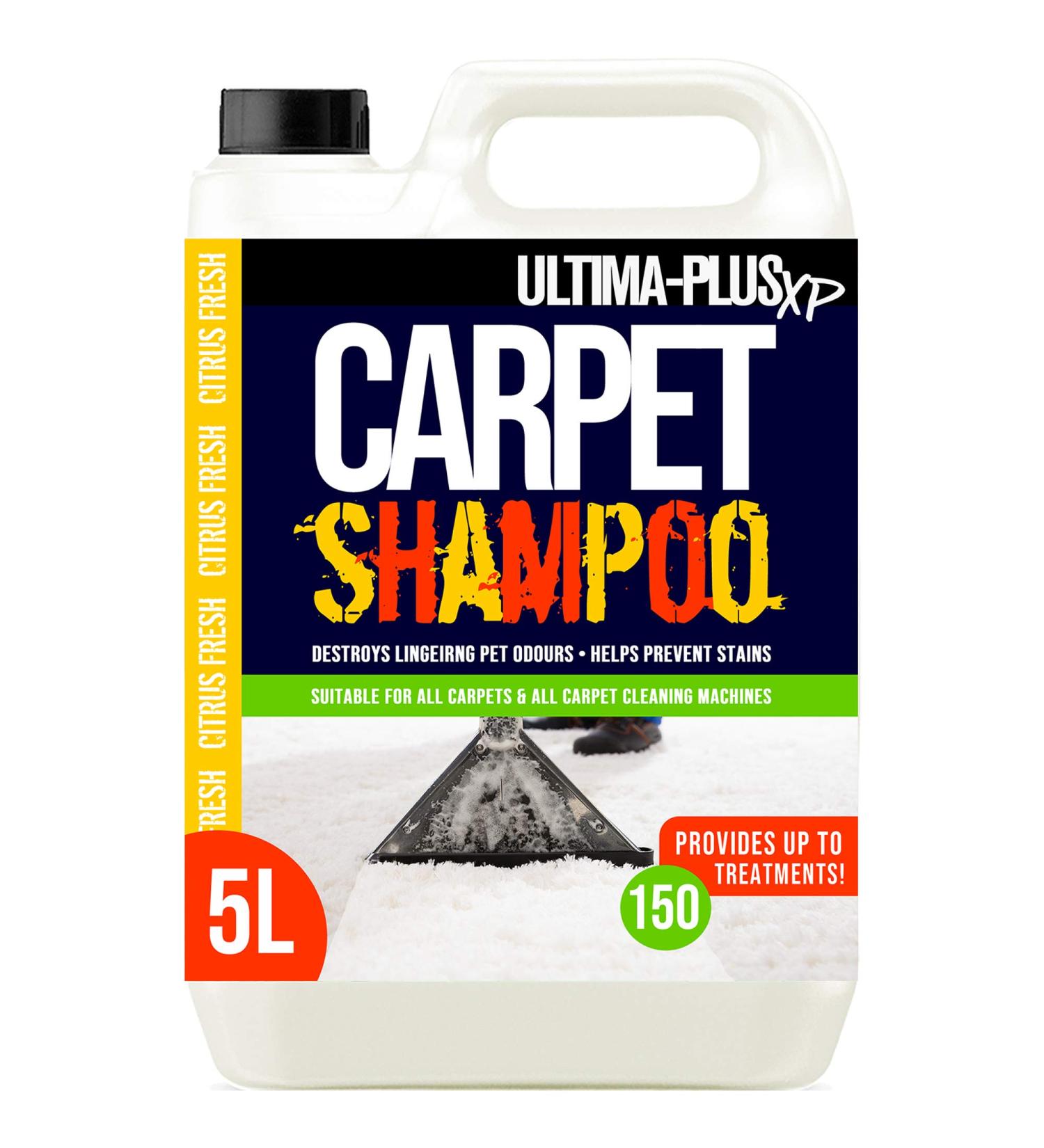 Ultima-Plus XP Carpet Cleaning Shampoo - High Concentrate Cleaning Solution for all Carpets - Perfect for Pet Owners (Fresh Citrus Fragrance 5 Litres)