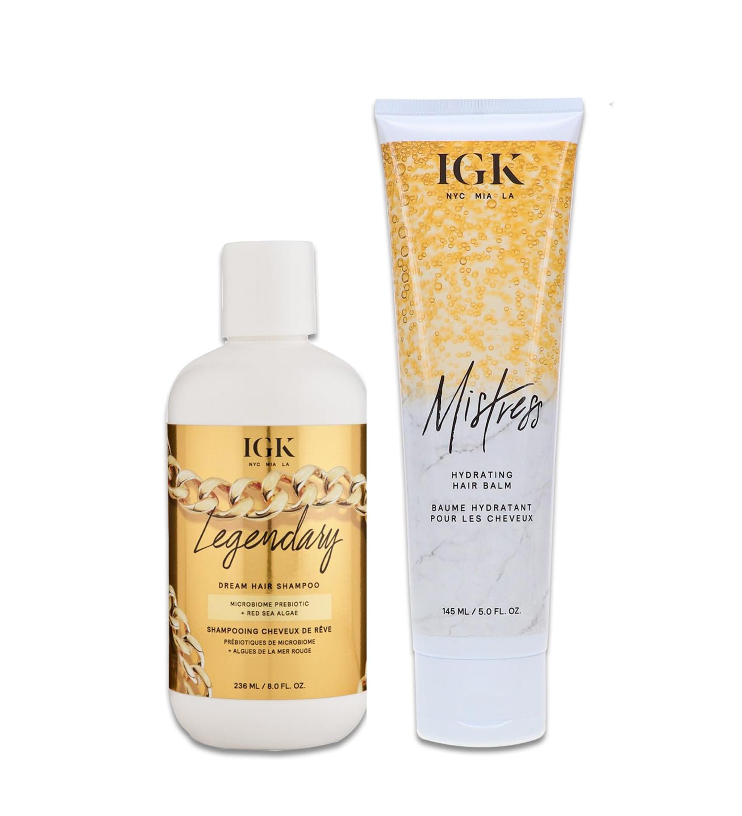 IGK Legendary Dream Hair Shampoo & Mistress Hydrating Balm | Hydrate Shine Frizz Control | Vegan & Cruelty-Free | International Shipping Available - Buy Online on SooperMarket.com