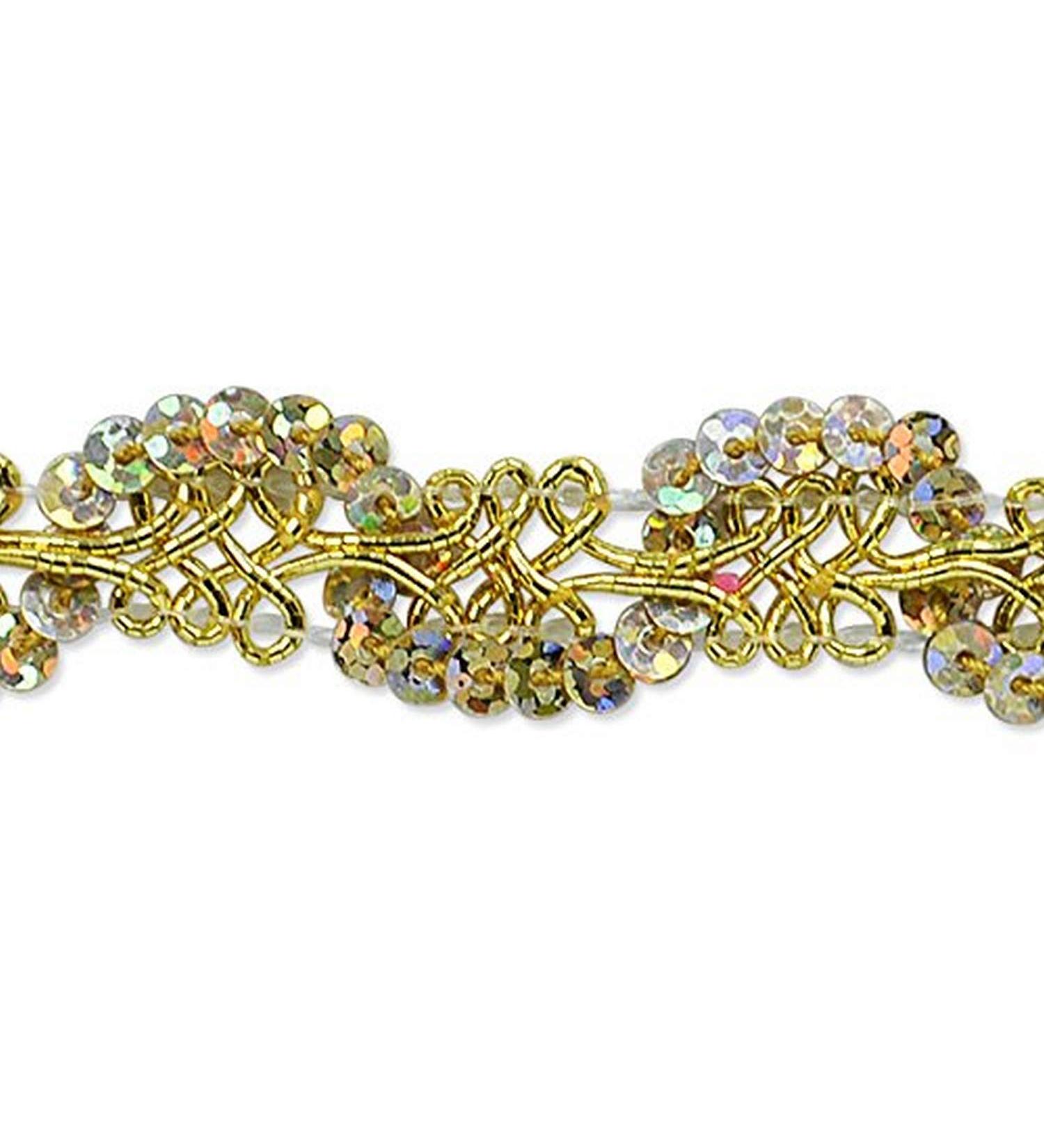 Lila Gold Sequin Loop Braid Trim - 20 Yards | Trim by the Yard - Buy Online on SooperMarket.com