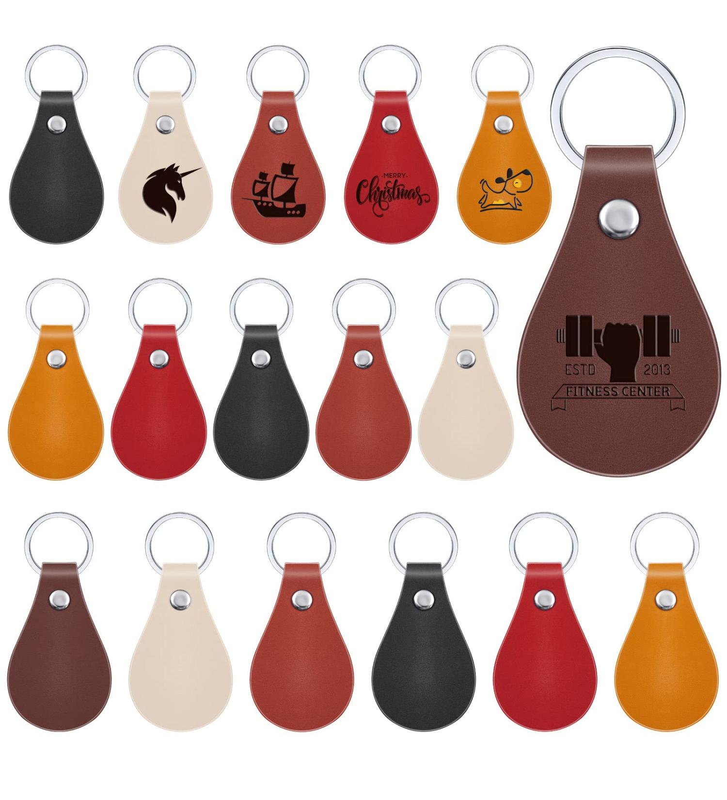 30 Pcs DIY Leather Key Fob Kit with Rivets & Rings for Engraving - Multi Colors - Buy Online on SooperMarket.com