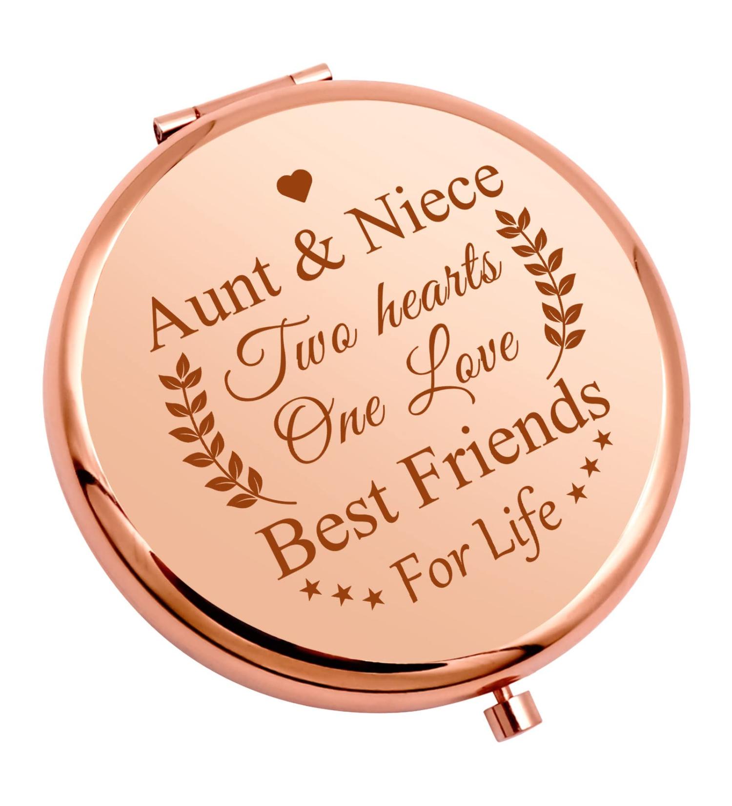 Niece Gift: Compact Mirror for Aunt - Thank You, Graduation, Travel Makeup Mirror - Funny Auntie Birthday, Christmas, Thanksgiving Present - Buy Online on SooperMarket.com