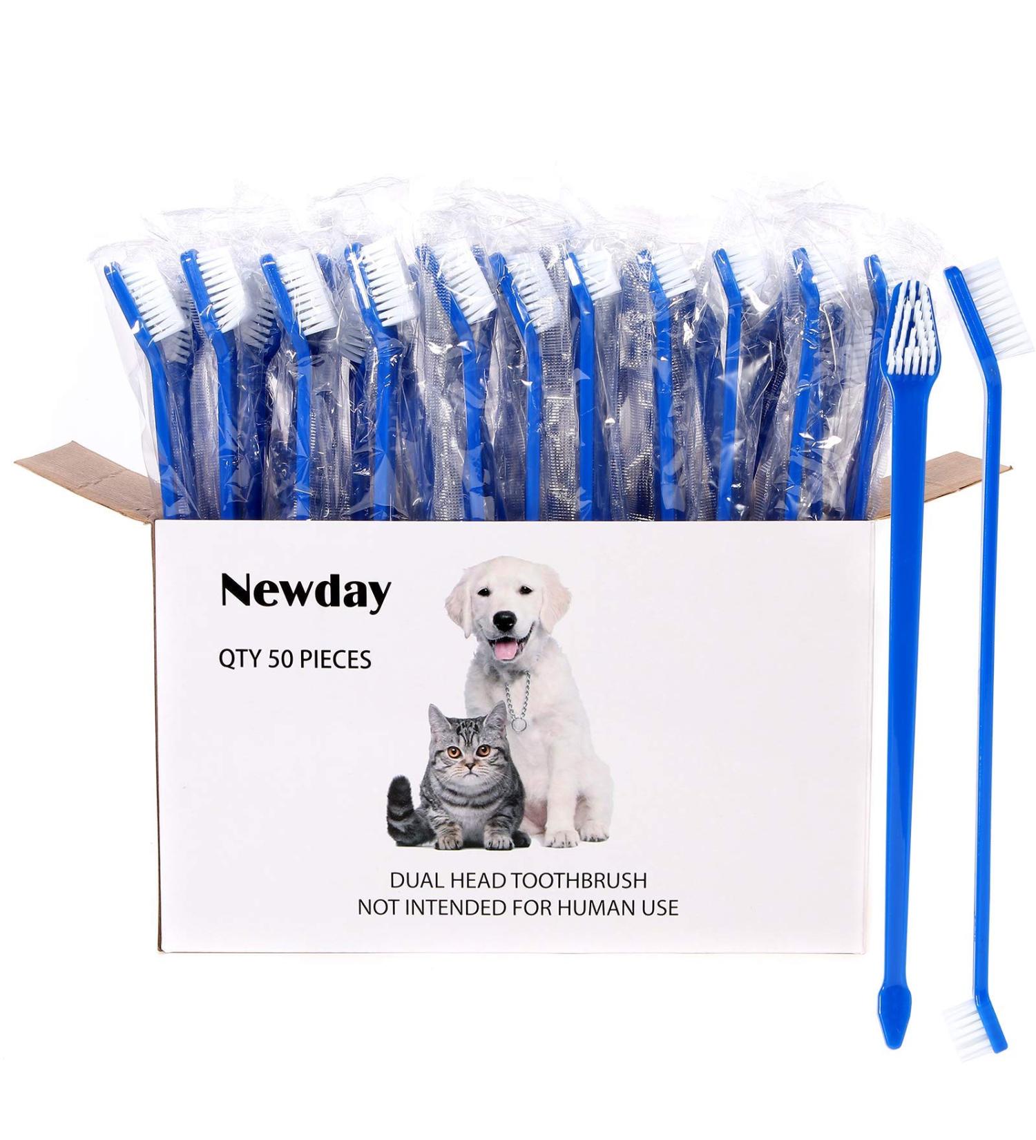 50-Pieces Double-Headed Dog/cat Pet Toothbrush - Easy Safe Dog Cat Dental Care Teeth Clean (Blue) - Buy Online on SooperMarket.com