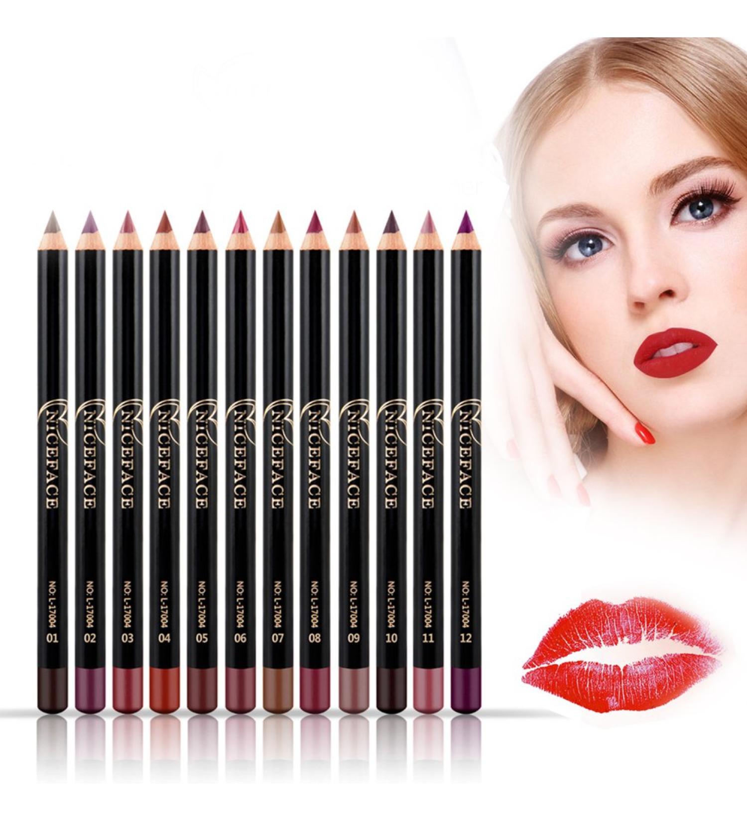 12 Color Set Ultra-Fine Waterproof Lip Liner - Durable & High-Pigment Lip Pencil for Perfect Lips - Buy Online on SooperMarket.com